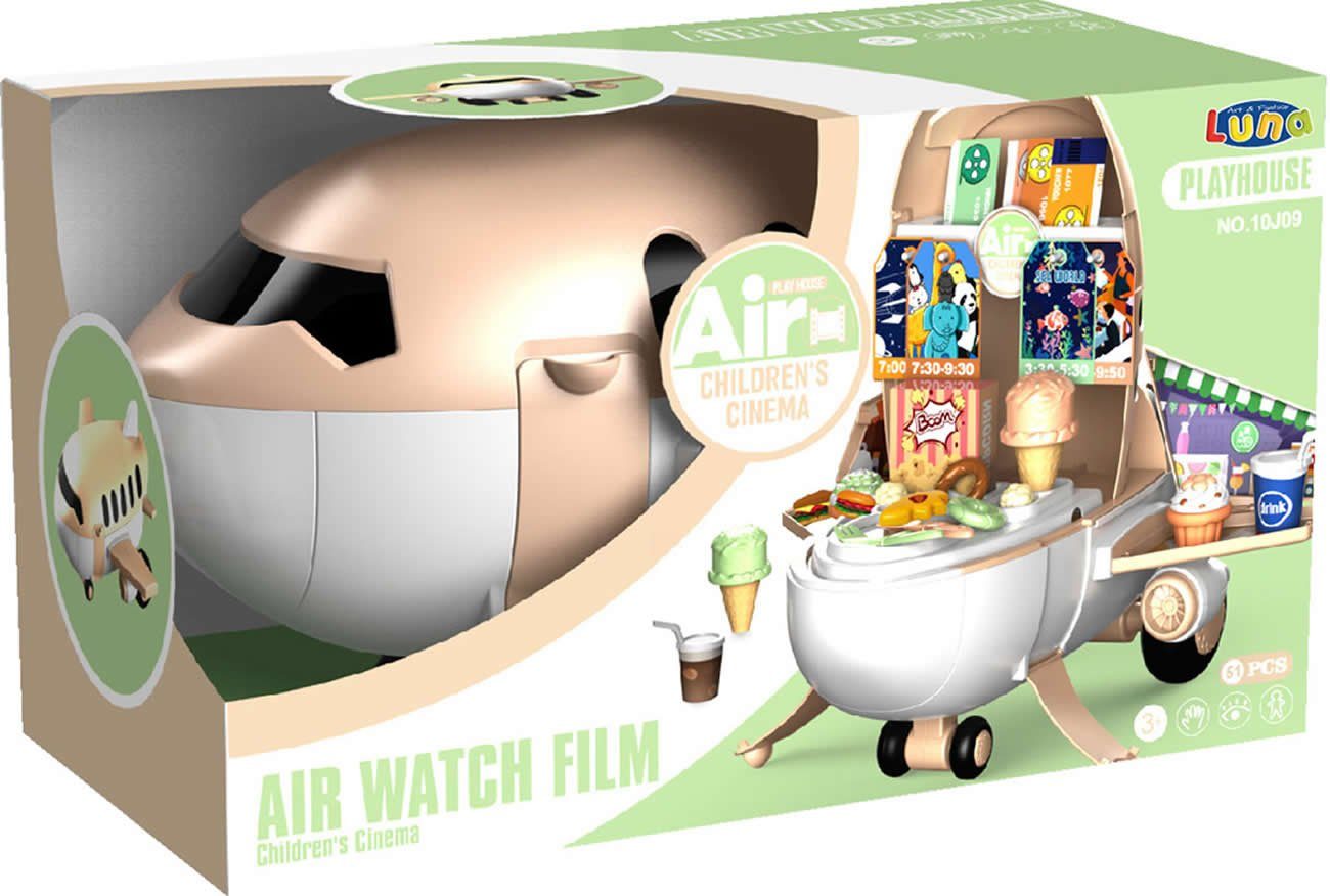 Spielzeug-Flugzeug Kino Spielset 51-tlg. Snacks Eis Süßigkeiten
