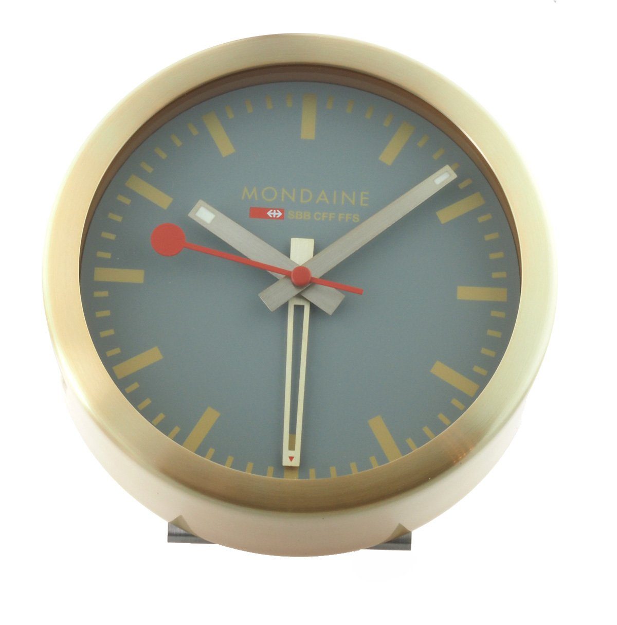 MONDAINE Tischuhr A997.MCAL.86SBG SBB Tischuhr ALARM 126 mm Ø Neu