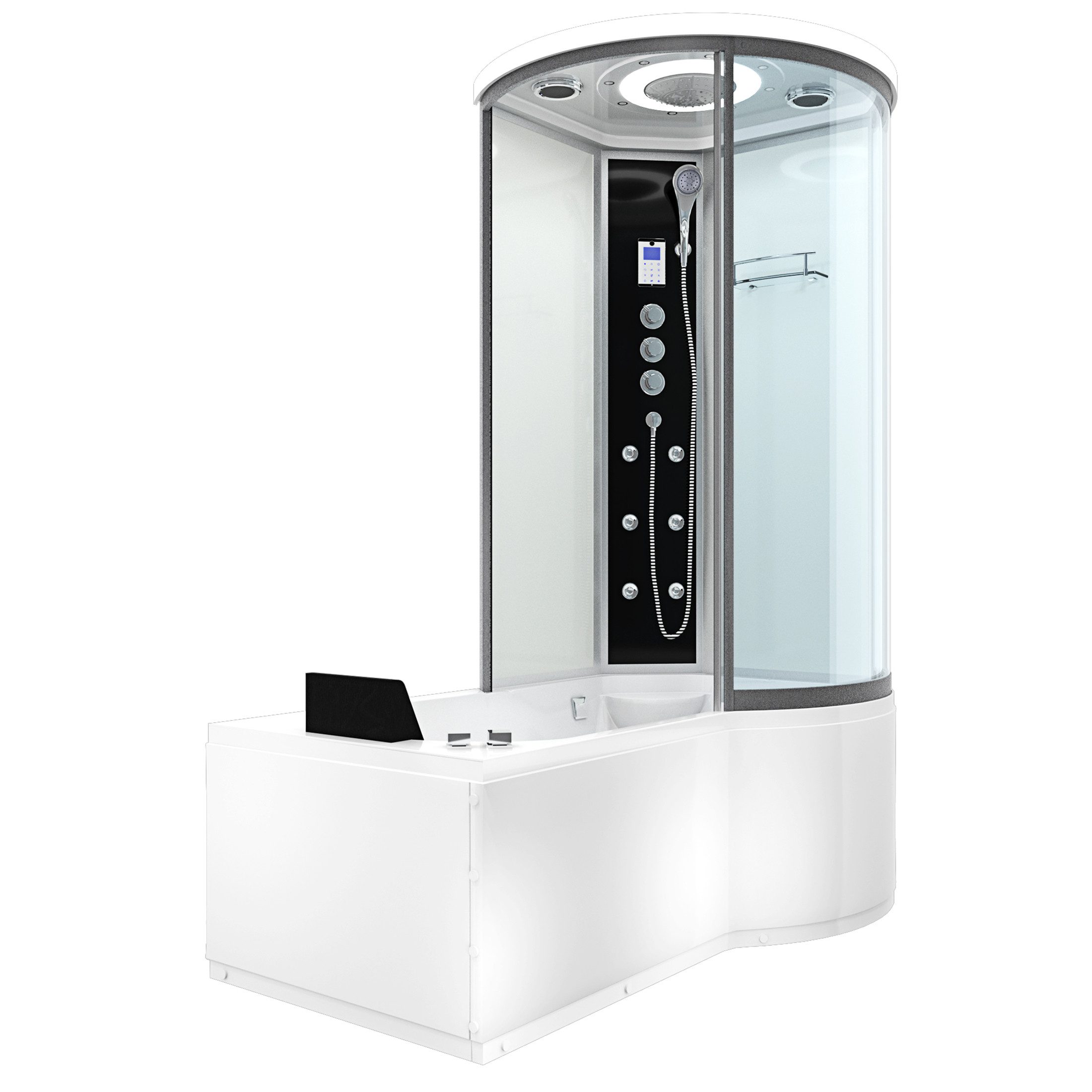 AcquaVapore Grossraumdusche Whirlpool Wanne Duschkabine ws K55-L03-WP-ALL 170x, Sicherheitsglas ESG, Integrierte Massagedüsen, Moderner Touchscreen, Rutschsicher, Schnelle