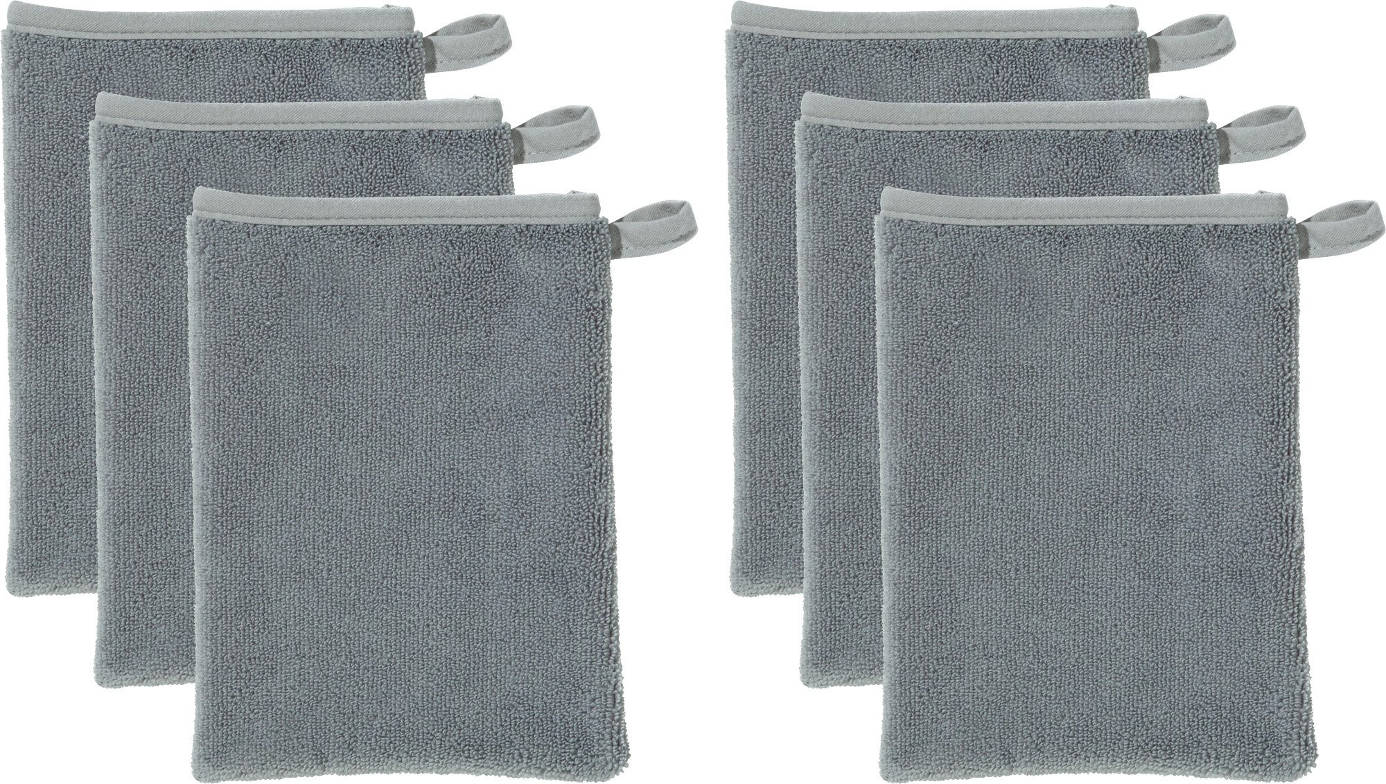 Erwin Müller Waschhandschuh Abschminkhandschuh 6er-Pack, Microfaser, Microfaser Uni