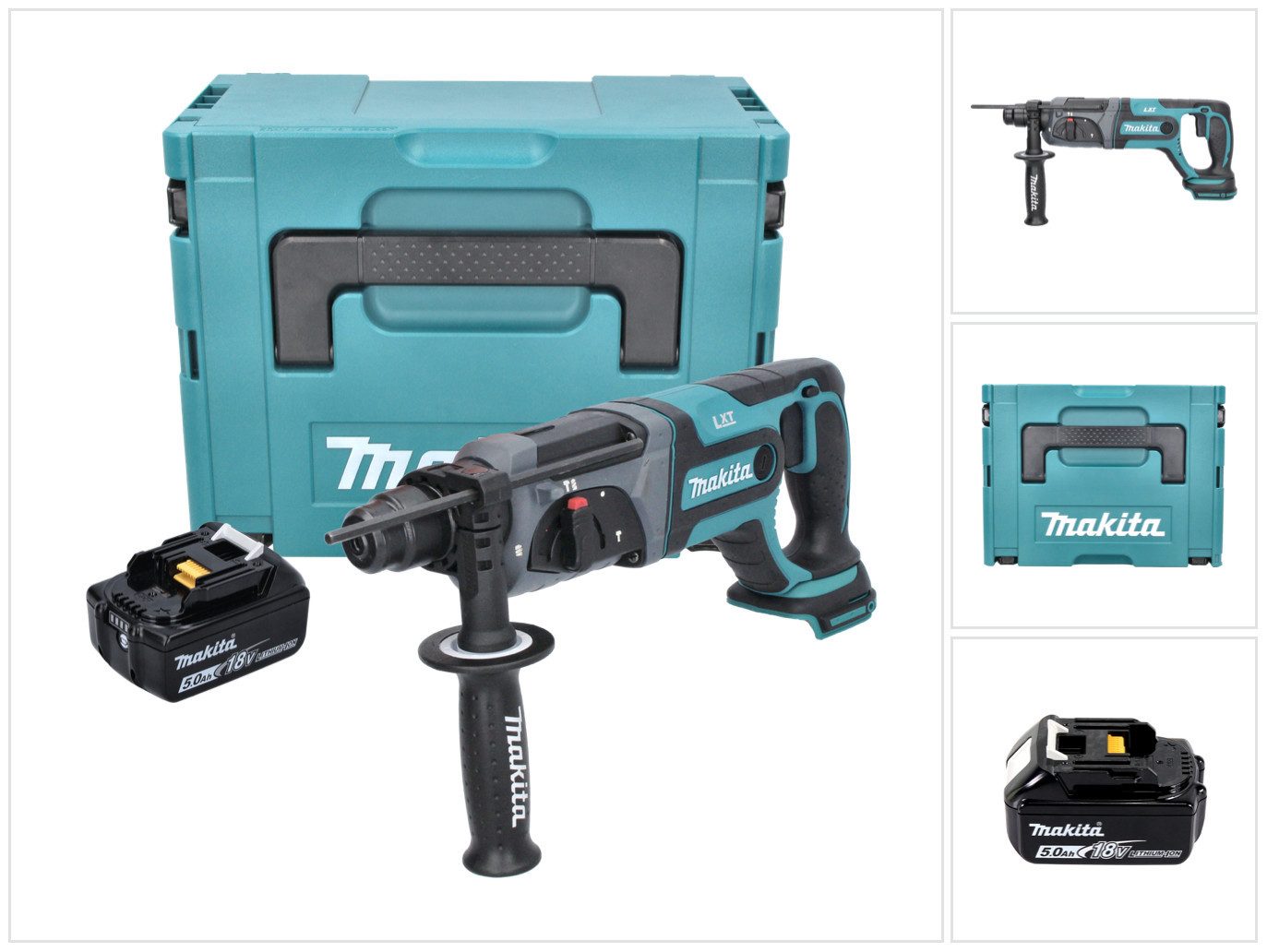Makita Akku-Bohrhammer DHR 241 T1J Akku Bohrhammer 18 V 2,0 J SDS plus + 1x Akku 5,0 Ah