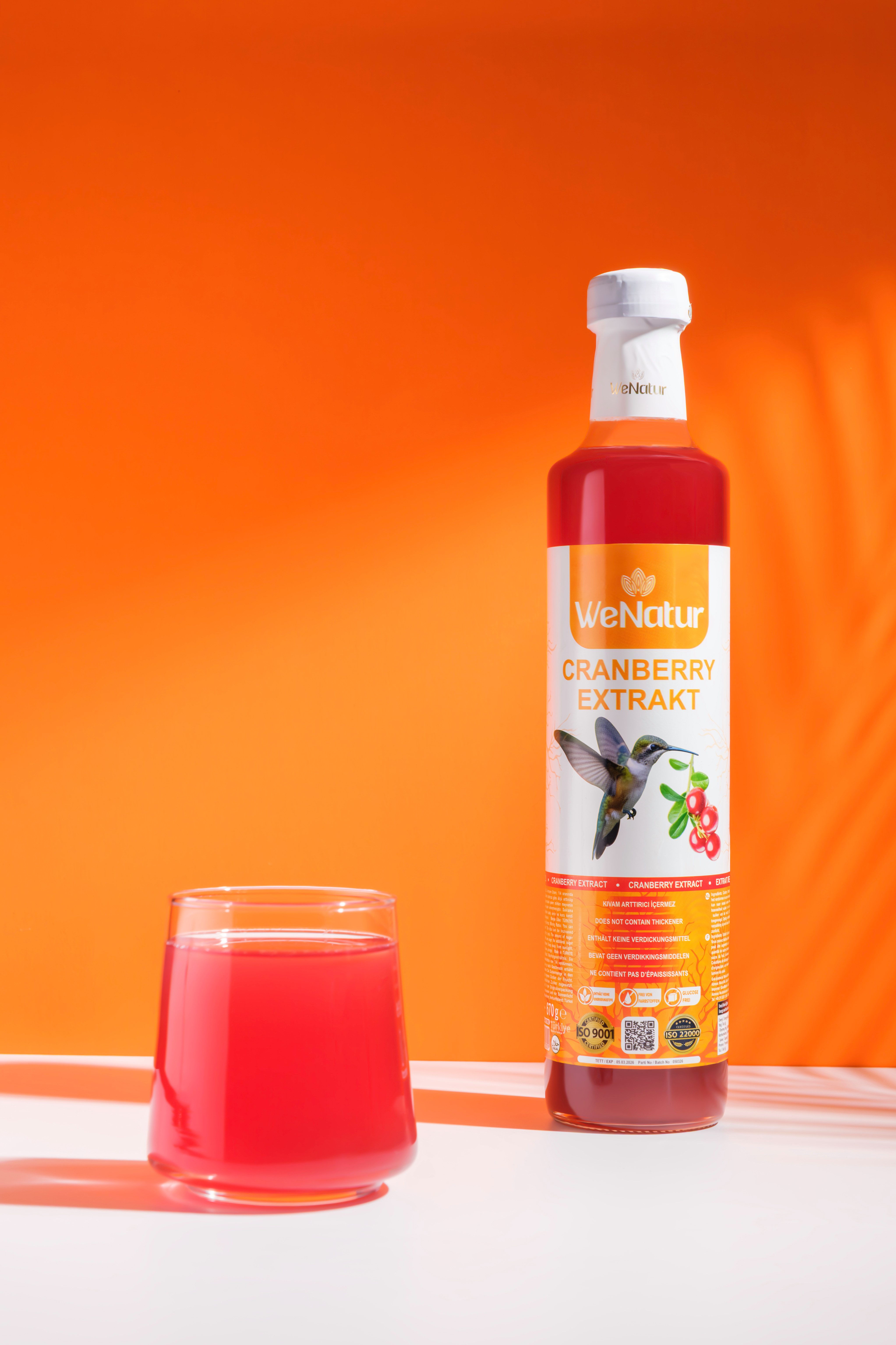 We_Natur Cranberry Extrakt Sirup – Fruchtige Ergänzung mit Pflanzenextrakt Sirup, 700 g, Fruchtige Kraft der Natur, Mischverhältnis: 1+5