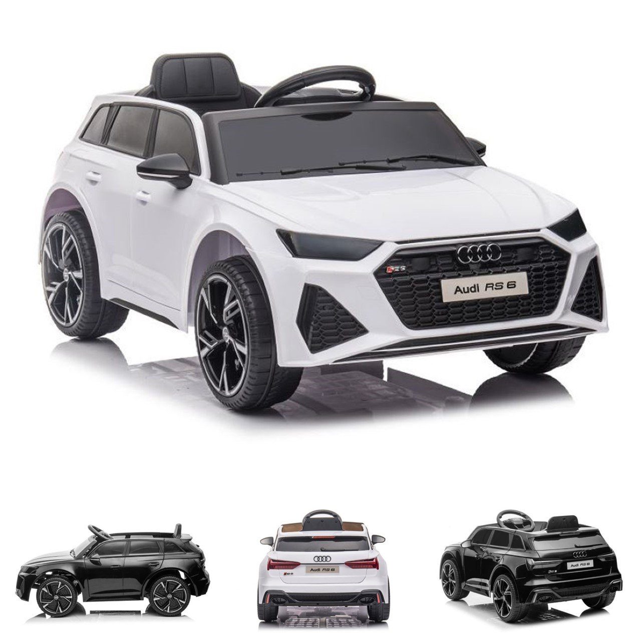 ES-Toys Elektro-Kinderauto Elektrofahrzeug Audi RS6, Belastbarkeit 30 kg, lizenziert Kunstledersitz EVA-Reifen MP3