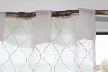 Vorhang Vorhang blickdicht 100% Leinen natur Wellenmuster, Indradanush, verdeckteSchlaufen (1 St), halbtransparent, verdeckte Schlaufen, geeignet für Gardinenstangen, 110 x 260 cm