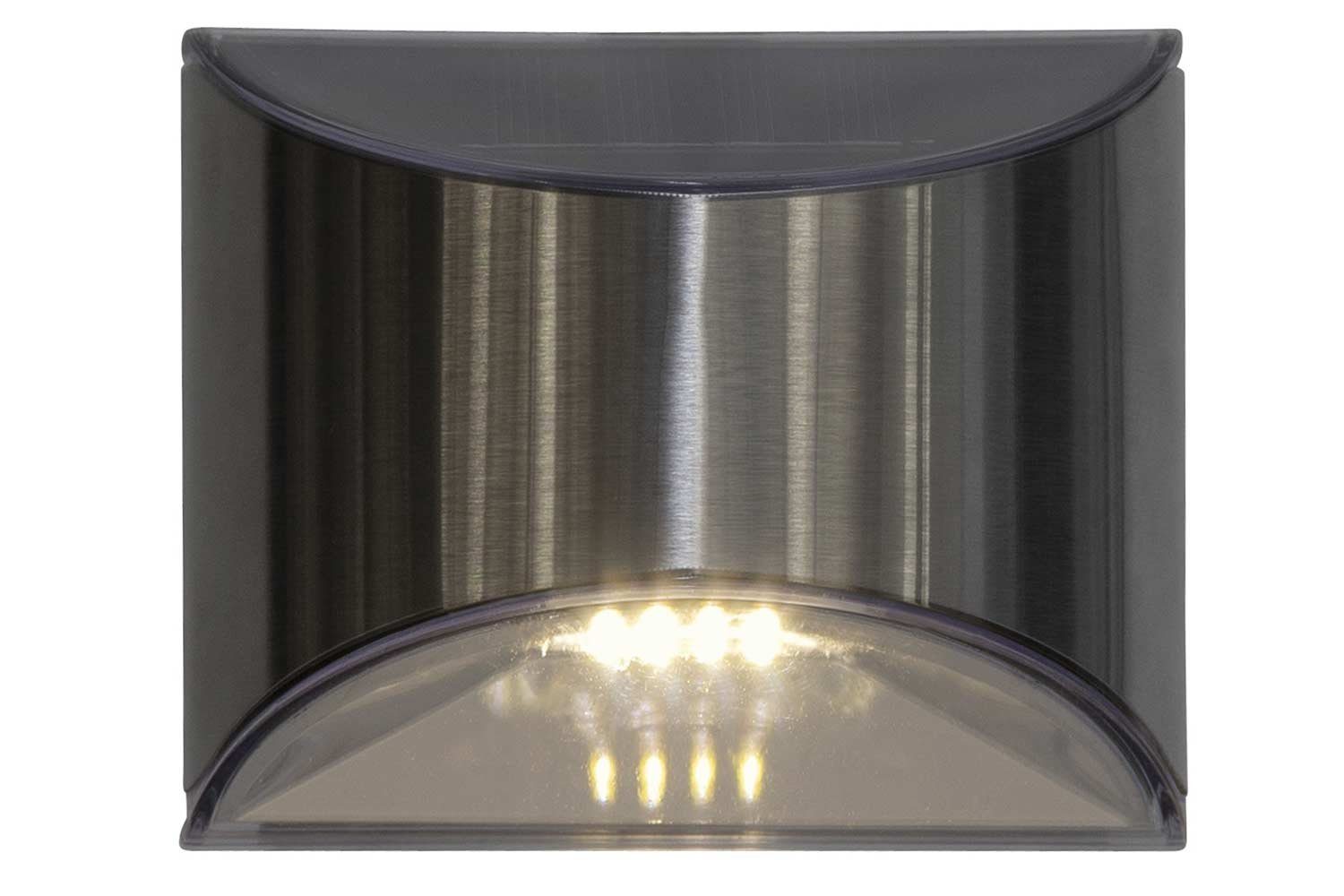 Stück Edelstahl 10x8cm warmweiß, LED, 2 Wally, TRADING Wandleuchte STAR Solarleuchte Lichtsensor, LED
