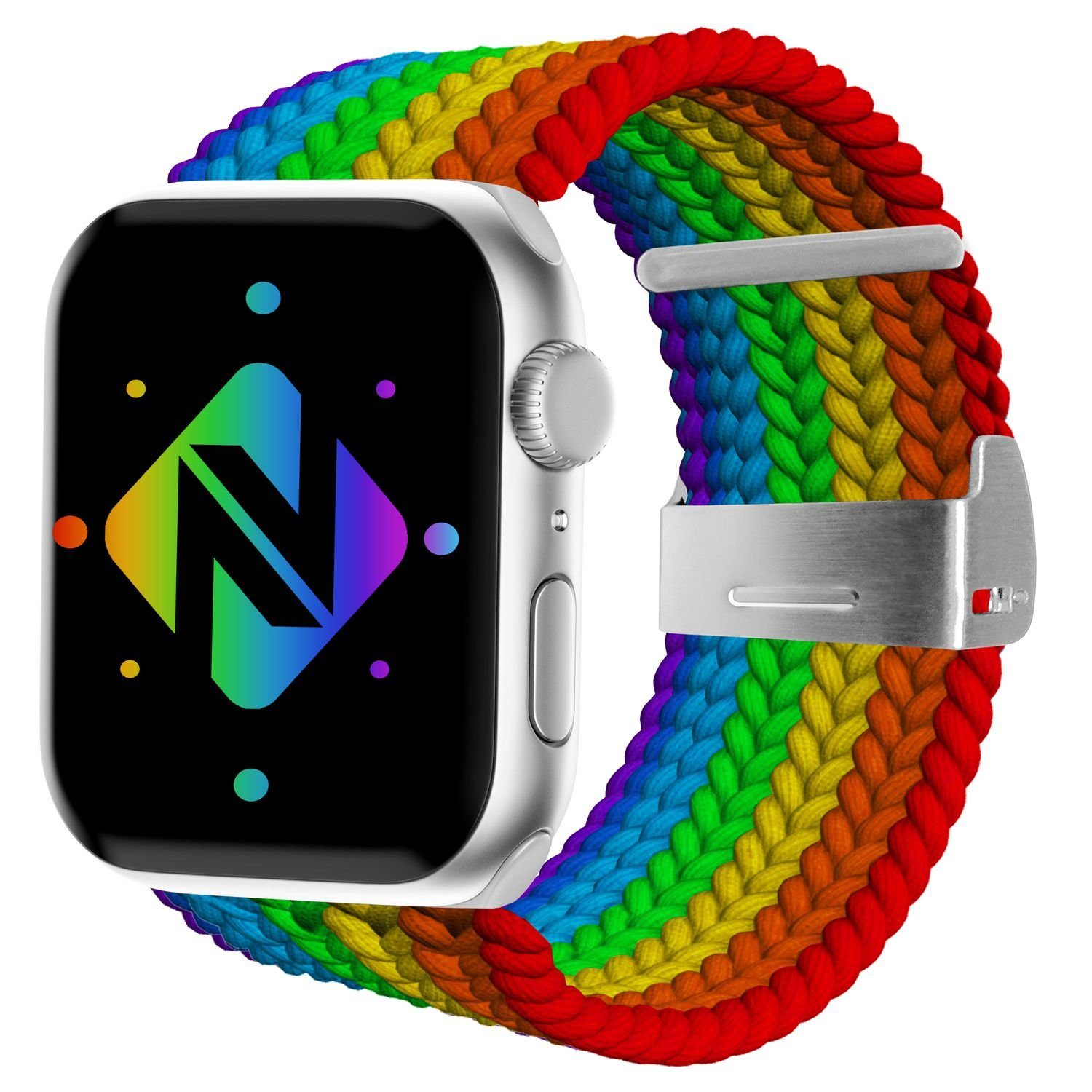 Nalia Smartwatch-Armband Apple Watch 38/40/41/42mm, Flecht-Stoff Uhr Ersatzband / Metall-Schließe / Stufenlos verstellbar