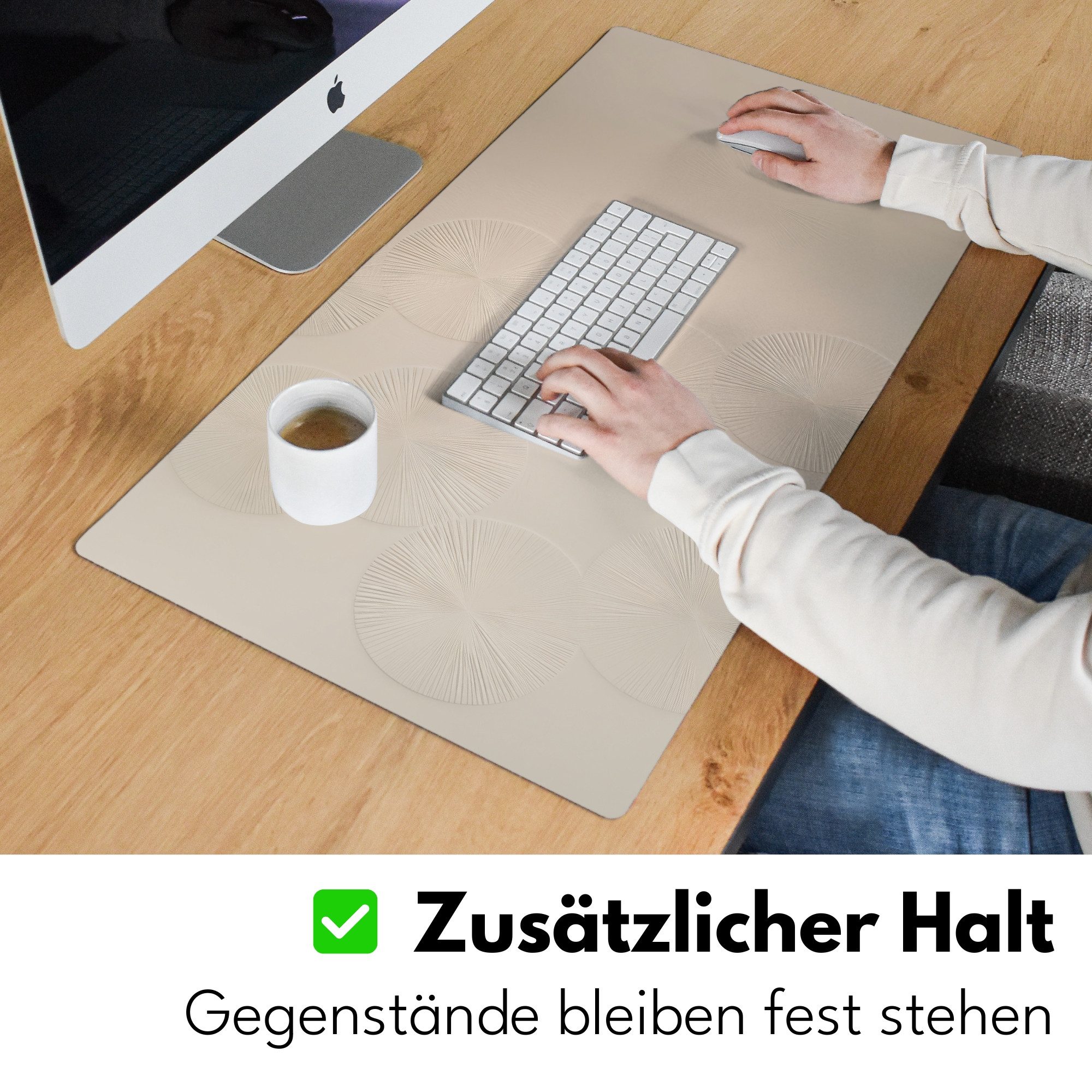 MuchoWow Gaming Mauspad Japandi - Beige - Modern (1-St), Gaming Mauspad XXL, Schreibtischunterlage, Desk Mat Groß, 80x40 cm – Bild 5 von 5
