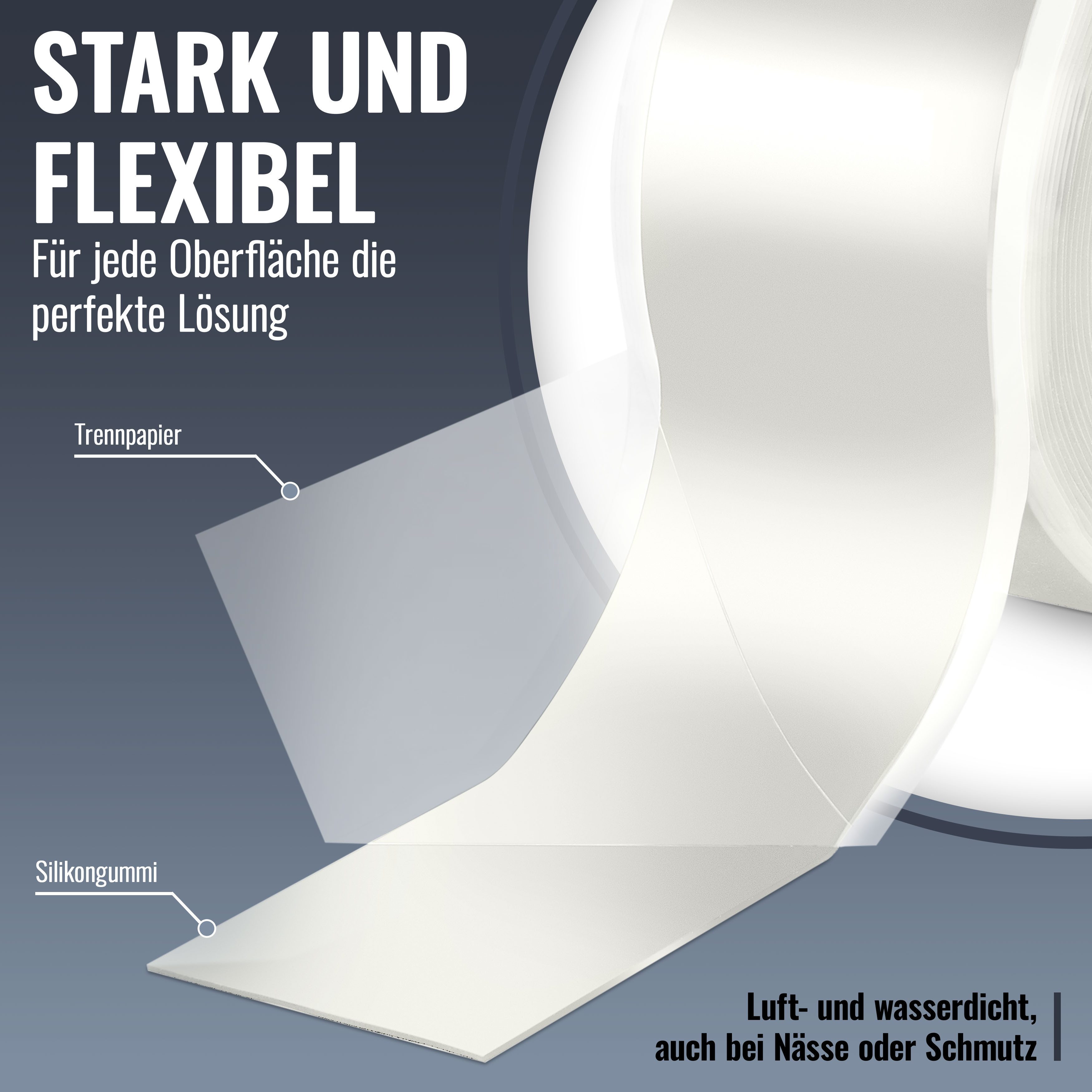 Poppstar Dichtband Selbstverschweißendes Silikonband (zum Reparieren, Isolieren und Abdichten, 1-St., (Strom, Wasser, Luft) zum Umwickeln von Rohren, Kabeln, Schläuchen uvm.