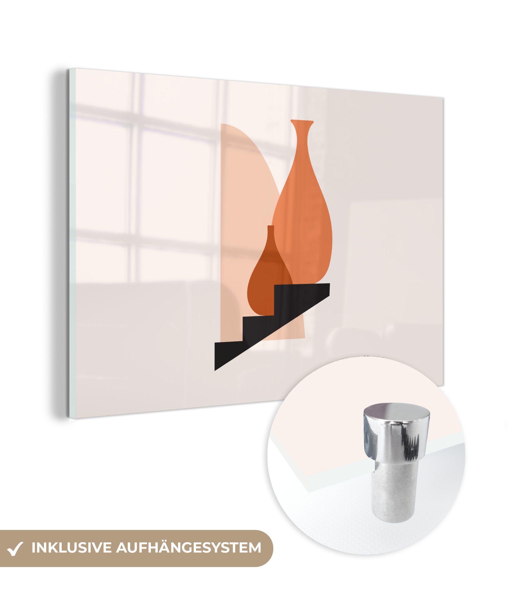 MuchoWow Acrylglasbild Vase - Abstrakt - Treppe, (1 St), Acrylglasbilder Wohnzimmer & Schlafzimmer