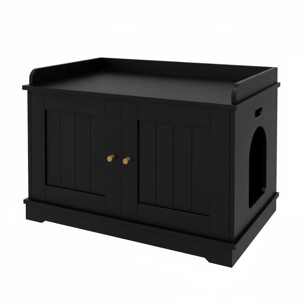 GarveeMore Katzentoilette Katzenklo Schrank Katzenhaus Katzenmöbel 80x50x54cm