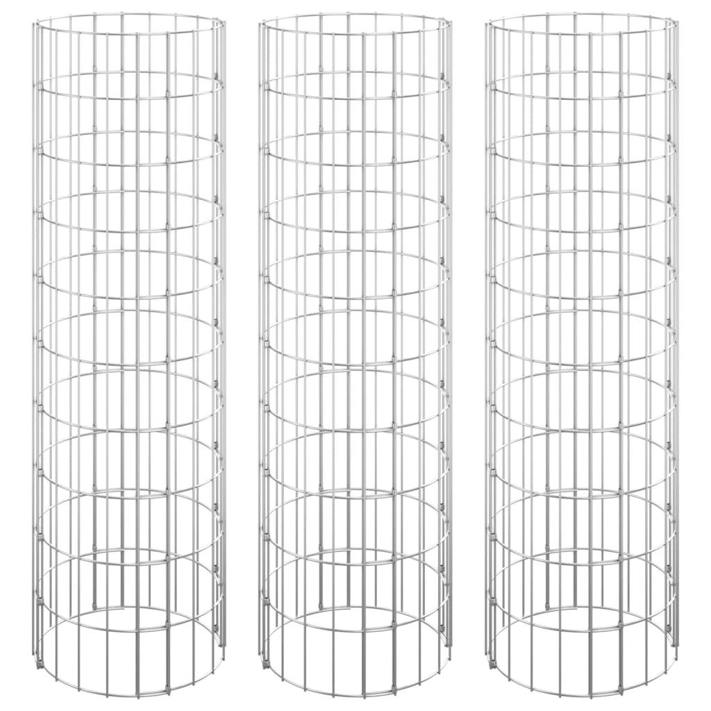 vidaXL Hochbeet Gabionen-Hochbeete 3 Stk. Rund Verzinkter Stahl Ø30x100 cm (1 St)
