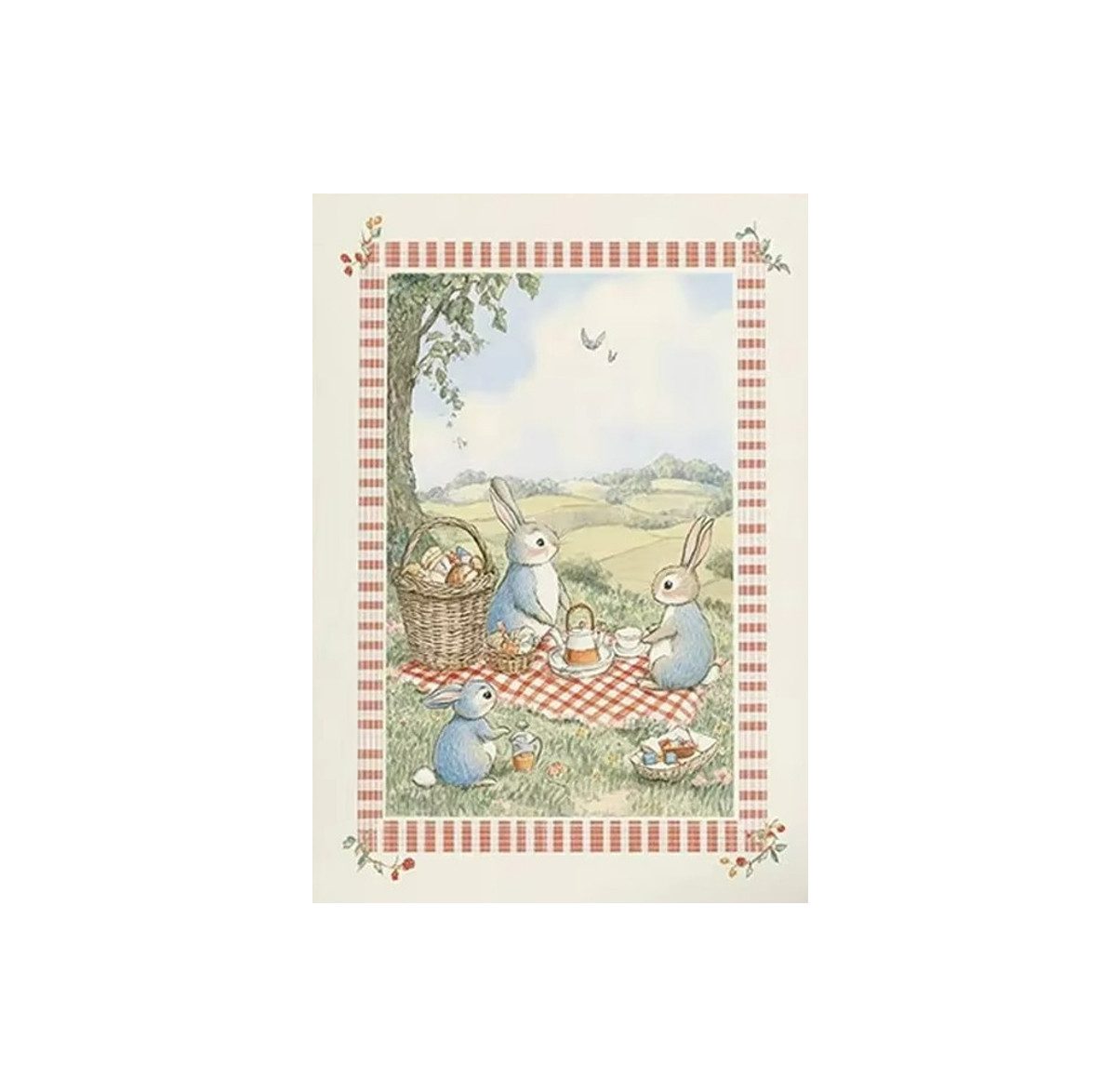 TPFLiving Kunstdruck (OHNE RAHMEN) Poster - Leinwand - Wandbild, Klassische Vintage Peter Rabbit Beatrix Potter Stil Bunny Leinwand (Leinwandbild XXL), Farben: Grün, Blau, Braun, Weiß, Rot, Gelb -Größe: 20x30cm