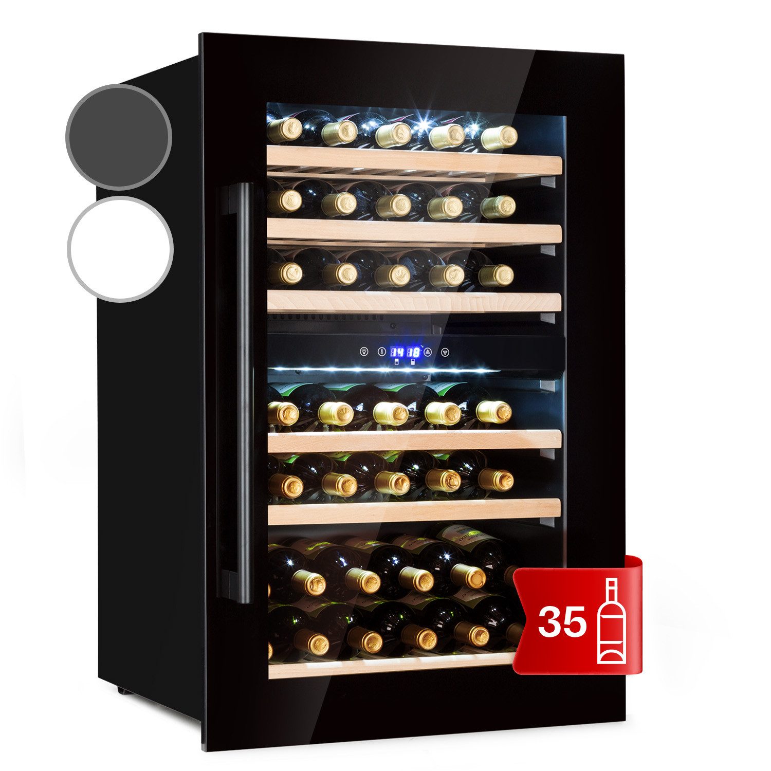 Klarstein Weinkühlschrank Vinsider 35 bottle Duo, für 41 Standardflaschen á 0,75l,2 Zonen Wein