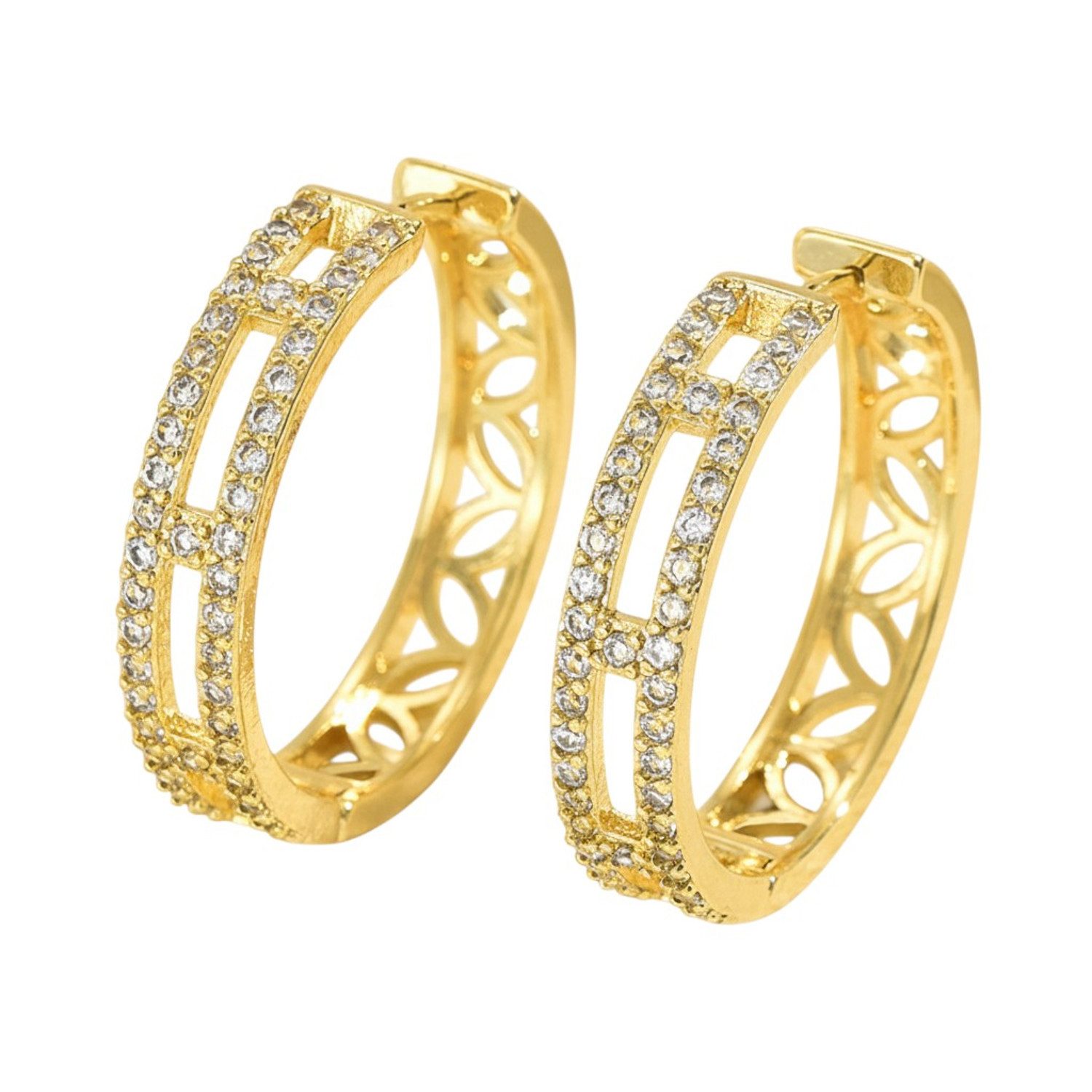 KARMA Paar Creolen Edelstahl Gold Ohrringe 2,2 cm Damenohrringe (wasserfest hypoallergen, Damencreolen Edelstahlcreolen vergoldet), Ohrschmuck Kreolen Damenschmuck