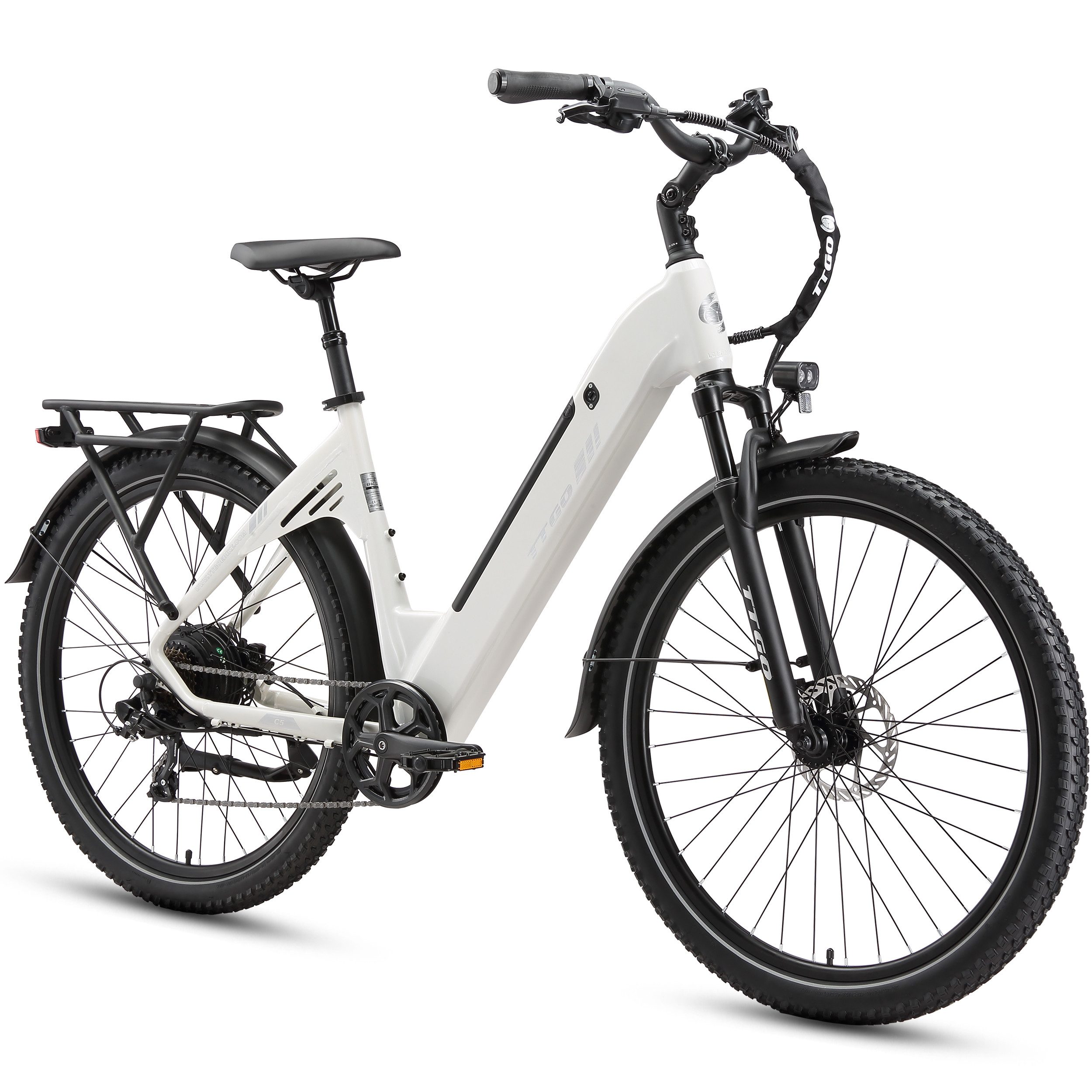 TTGO E-Bike Cityrad 28 Zoll, 70 Nm, Federsattelstütze, C5, für Alltag, Pendeln und Touren, 7 Gang Shimano, Kettenschaltung, Heckmotor, 648 Wh, City Pedelec mit 110 km Reichweite & Hydraulikbremsen