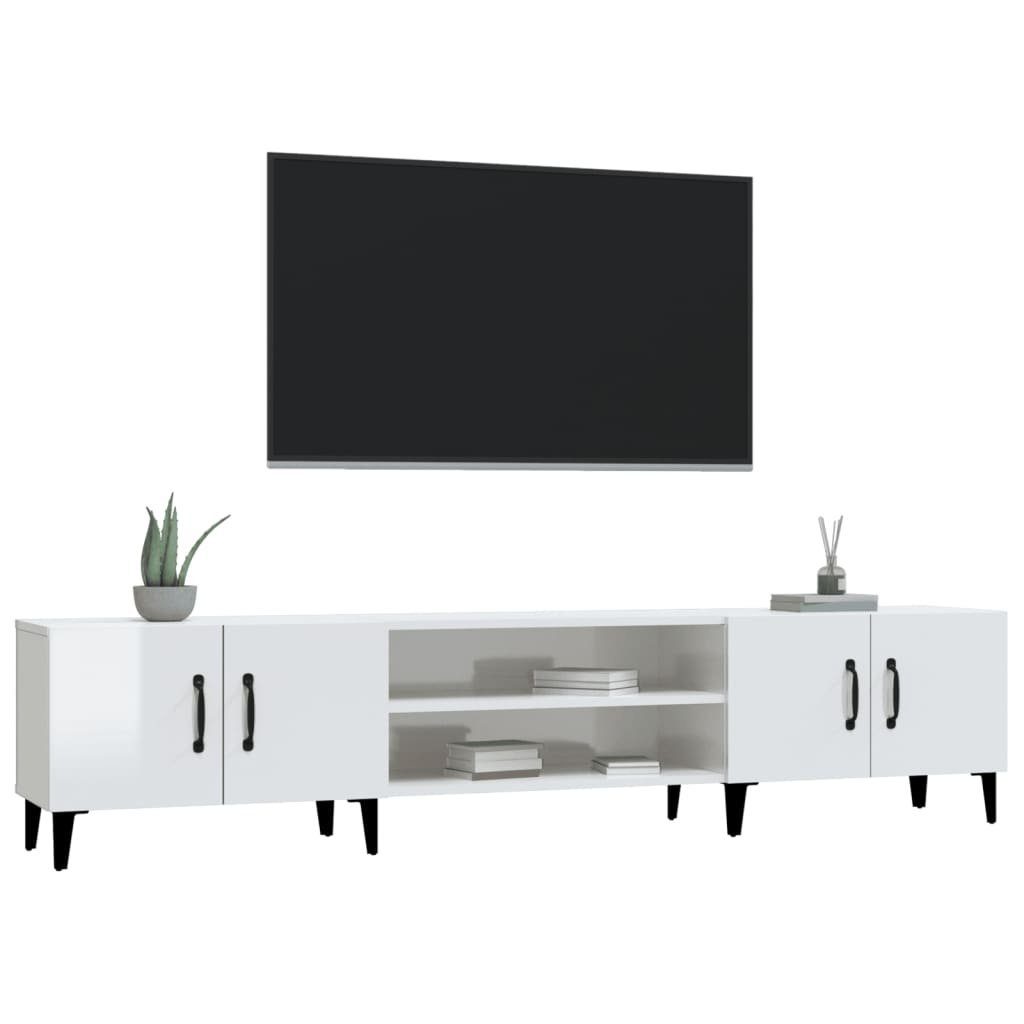 vidaXL TV-Schrank (1-St) 180x31,5x40 Holzwerkstoff TV-Schrank cm Hochglanz-Weiß