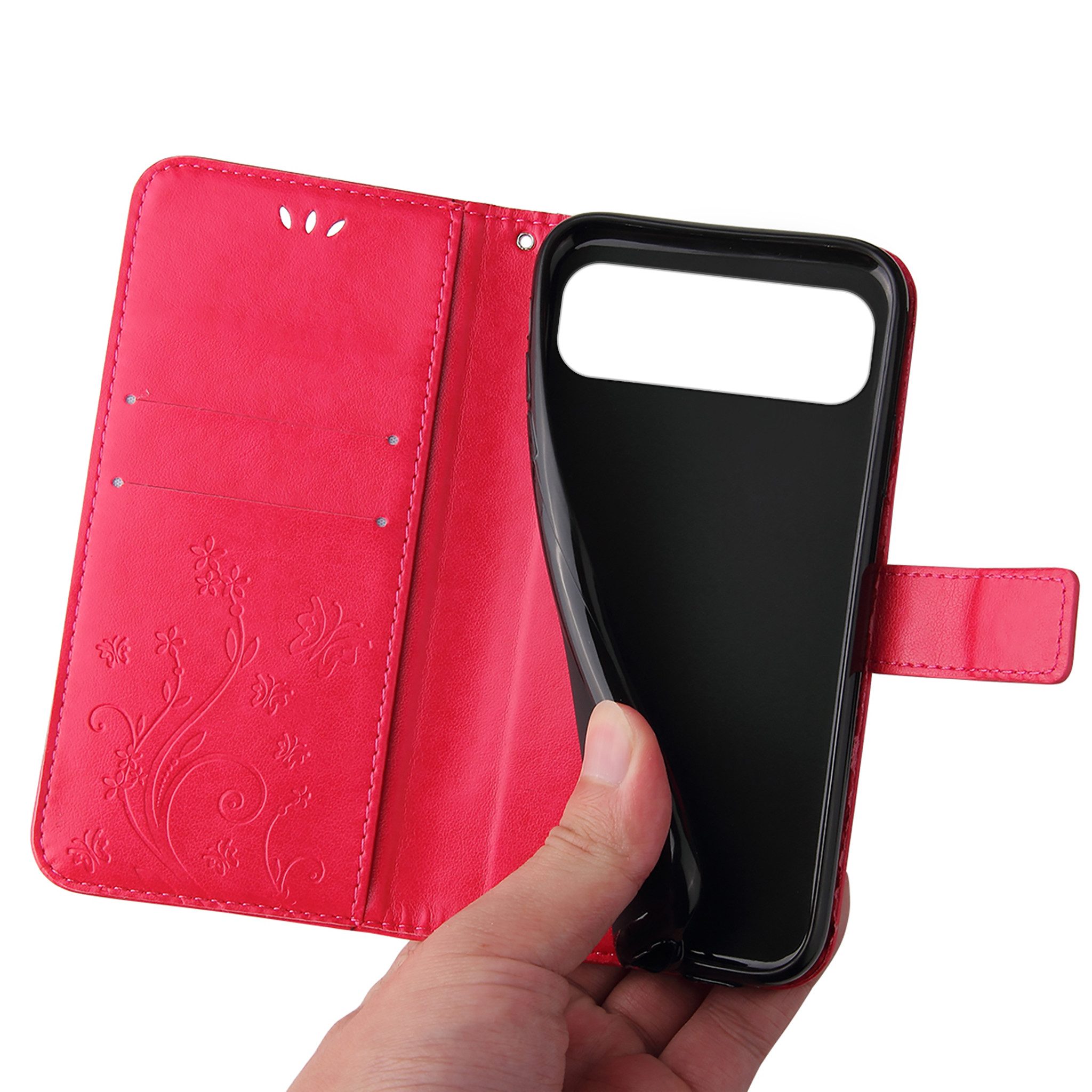 Tec-Expert Handyhülle Cover Tasche Hülle für Apple iPhone 17 Air, Klapphülle Case mit Kartenfach Fliphülle aufstellbar, Motiv Blumen