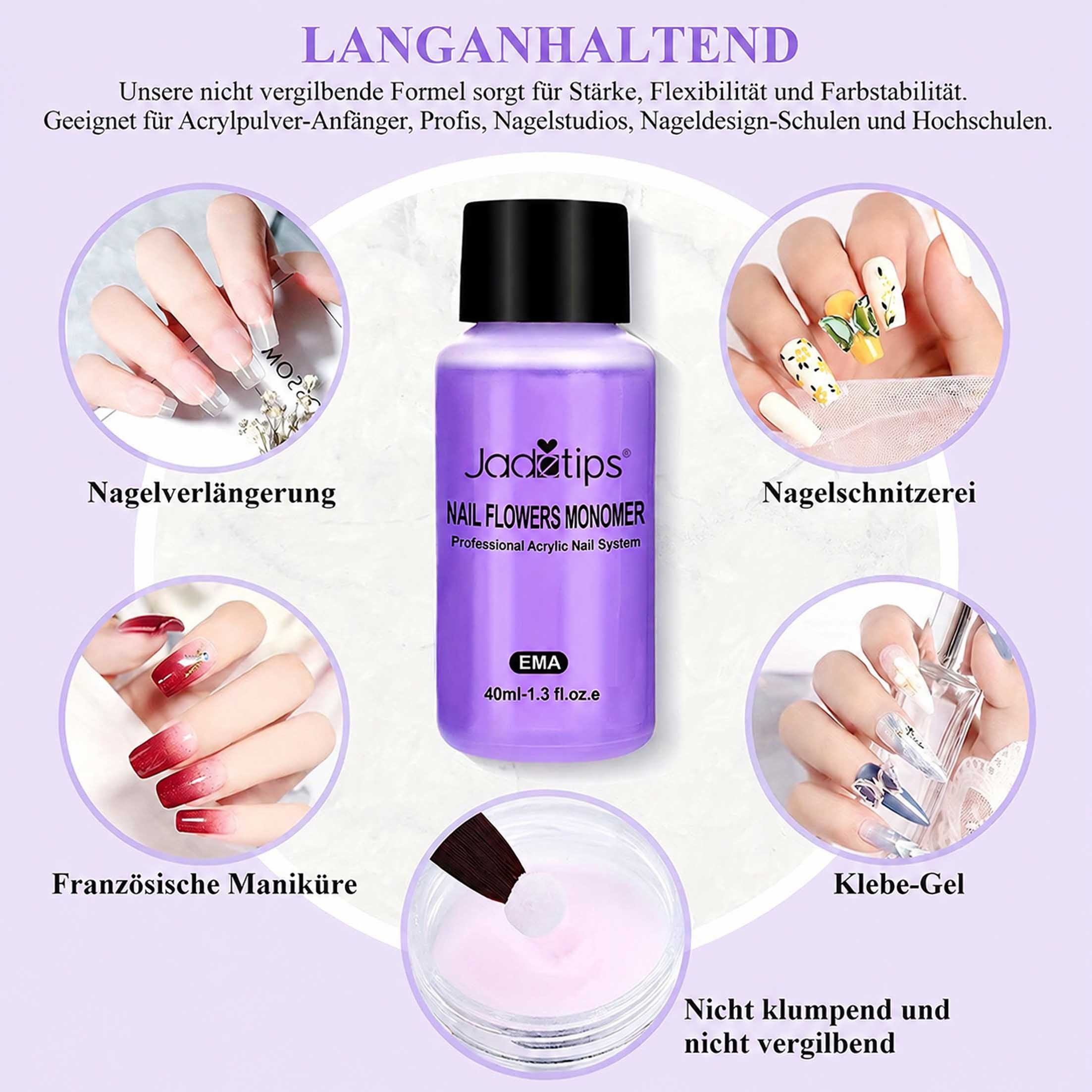KINSI Nageldesign Zubehör Nailart Kristall-Pulver-Set, Nailart-Werkzeug-Set, 3D-Skulptur, 8-tlg., professionelle Studio-Qualitat