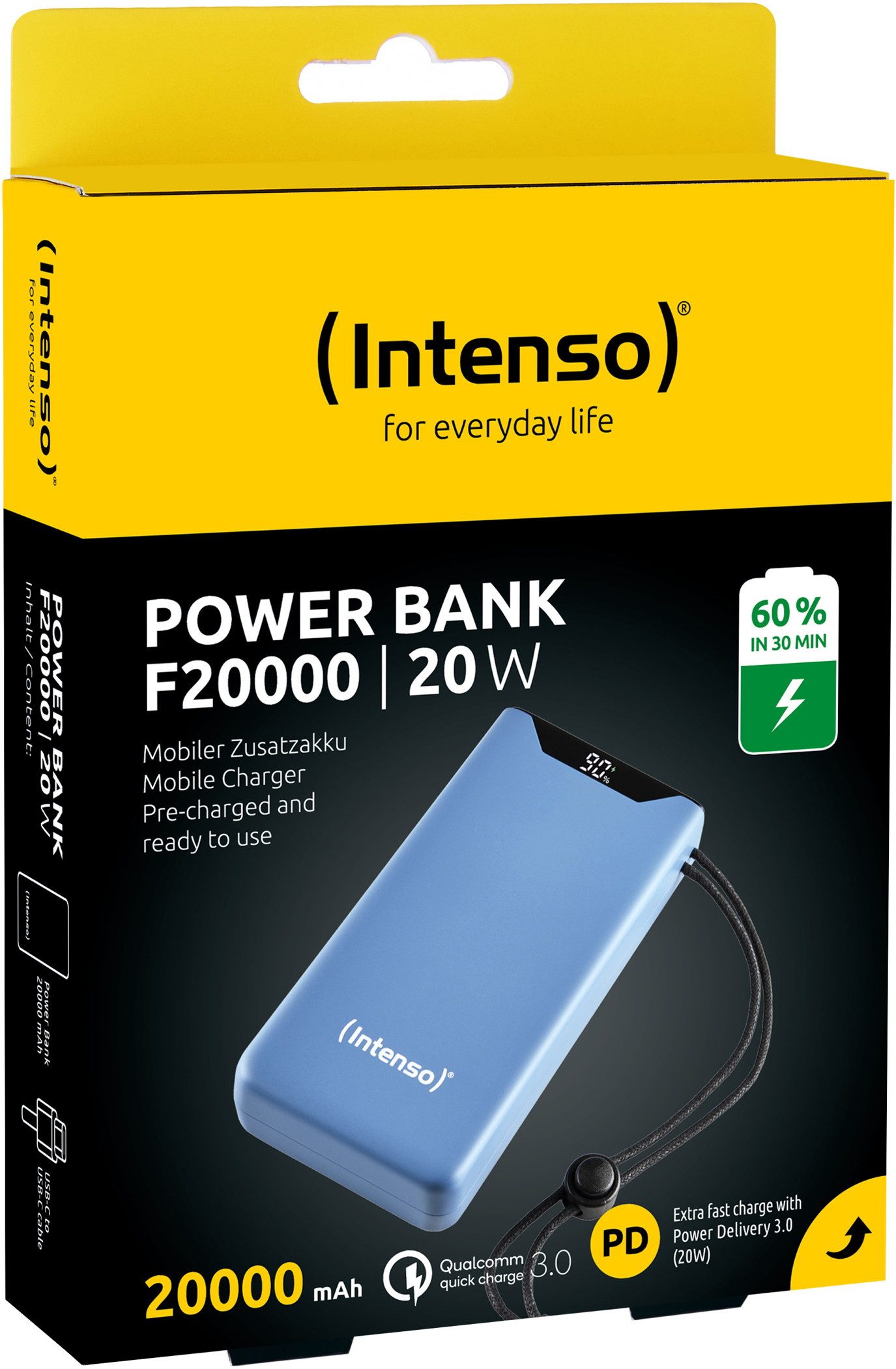 Intenso Powerbank F20000 PD 3.0 20000 mAh 1x USB Typ A und C OUT blau Powerbank