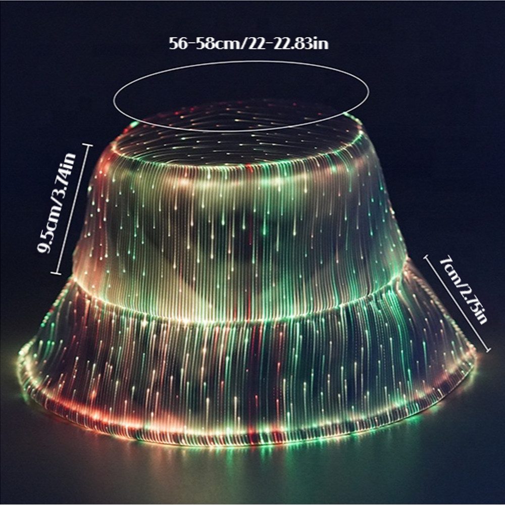 PRIISF Verkleidungsmaske LED Lichtmütze Neon Disko Farbblinkende Fischerhut Blitz Leuchtkappe, (LED-Hut verstellbar beleuchtet, 7 Farben für Damen und Herren, mit blinkender LED-Krempe lustig beleuchtet), Kostüm Mütze für Weihnachten Halloween Geburtstag Hochzeit Festival