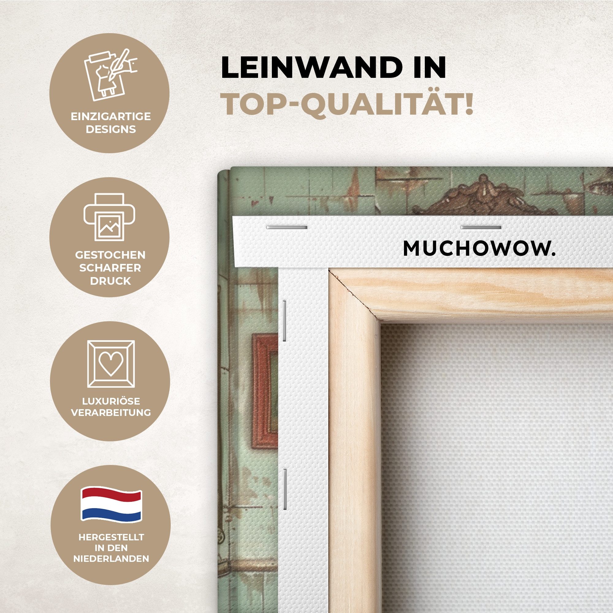 OneMillionCanvasses® Leinwandbild Weinlese - Toilette - Illustration, Fotod günstig online kaufen