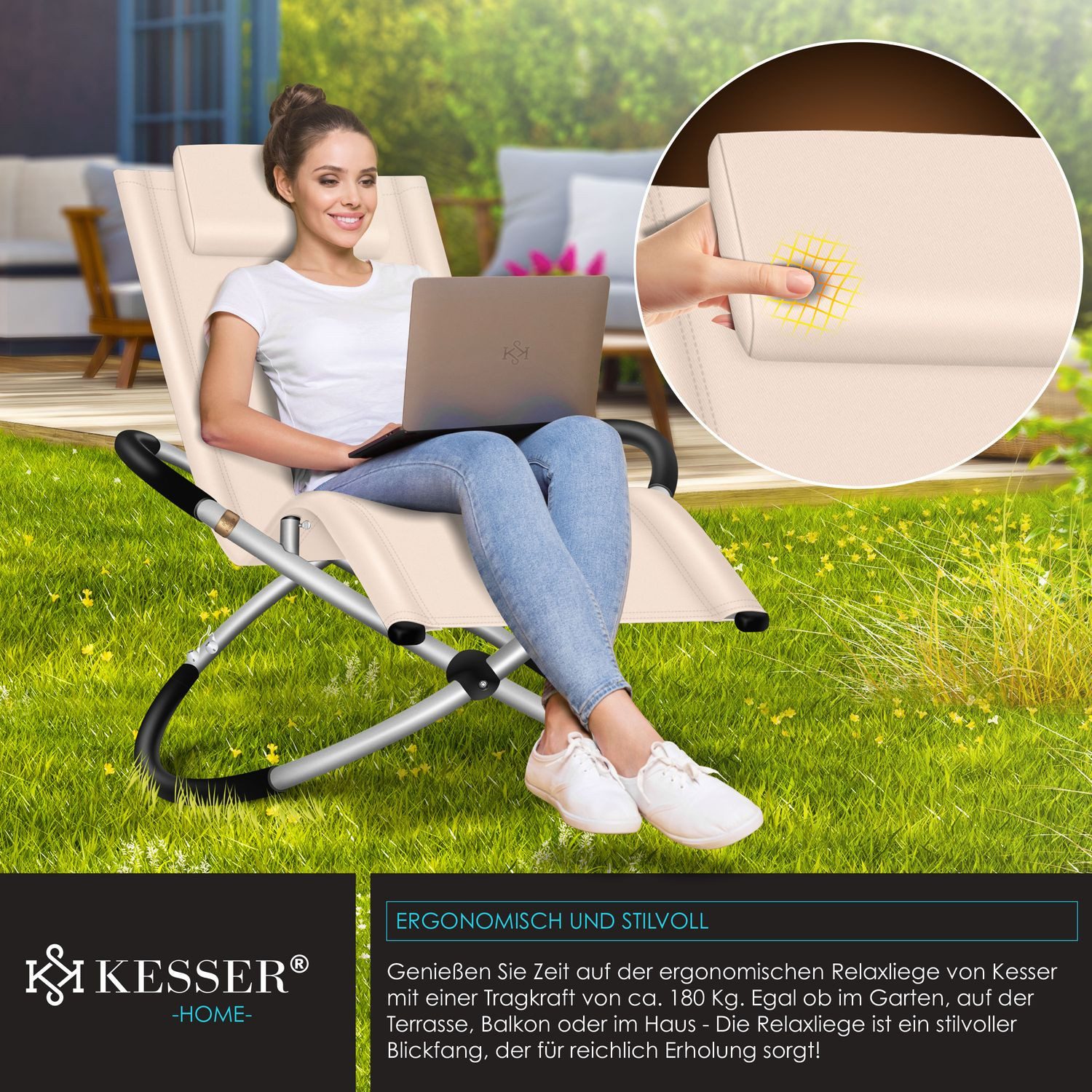 KESSER Gartenliege, Relaxliege Liegestuhl Gartenliege Gartenstuhl Klappstuhl