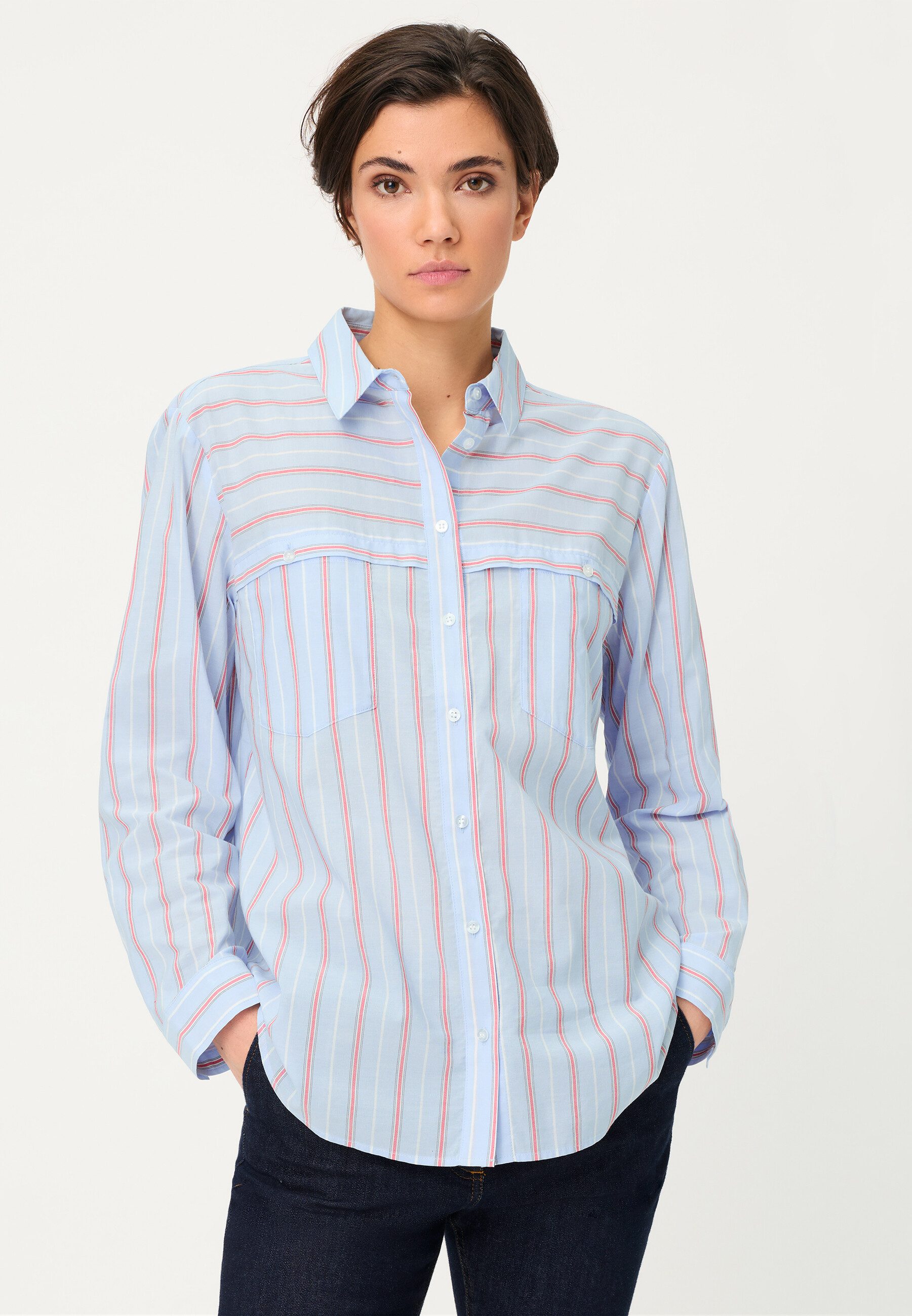 Olsen Hemdbluse mit Streifen-Dessin