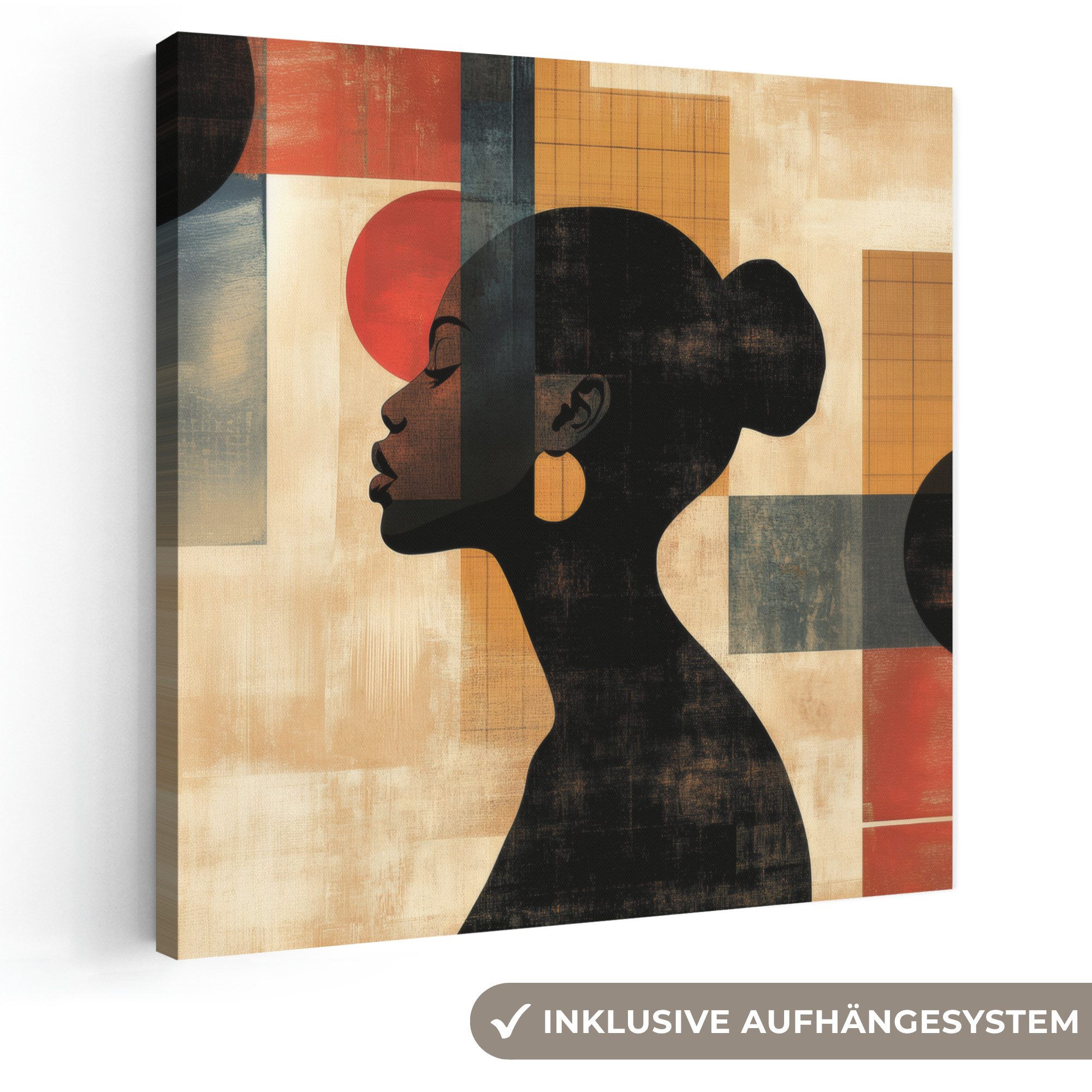 OneMillionCanvasses® Leinwandbild Seitenansicht - Frau - Formen, Fotodruck (1 St), Wandbild, Deko Schlafzimmer Wohnzimmer Flur 20x20 cm
