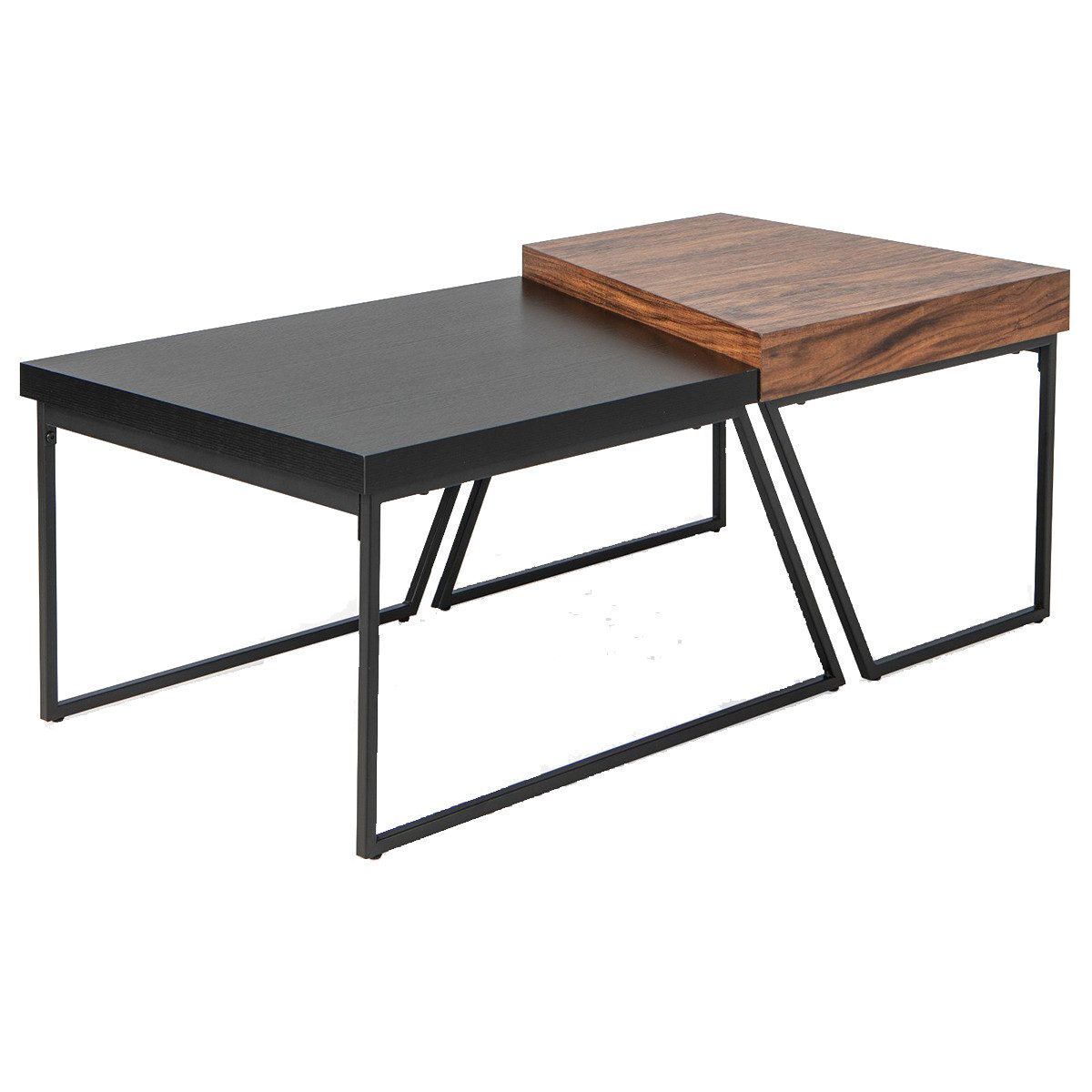 COSTWAY Couchtisch, 2er Set, Metallrahmen, 60x60cm günstig online kaufen