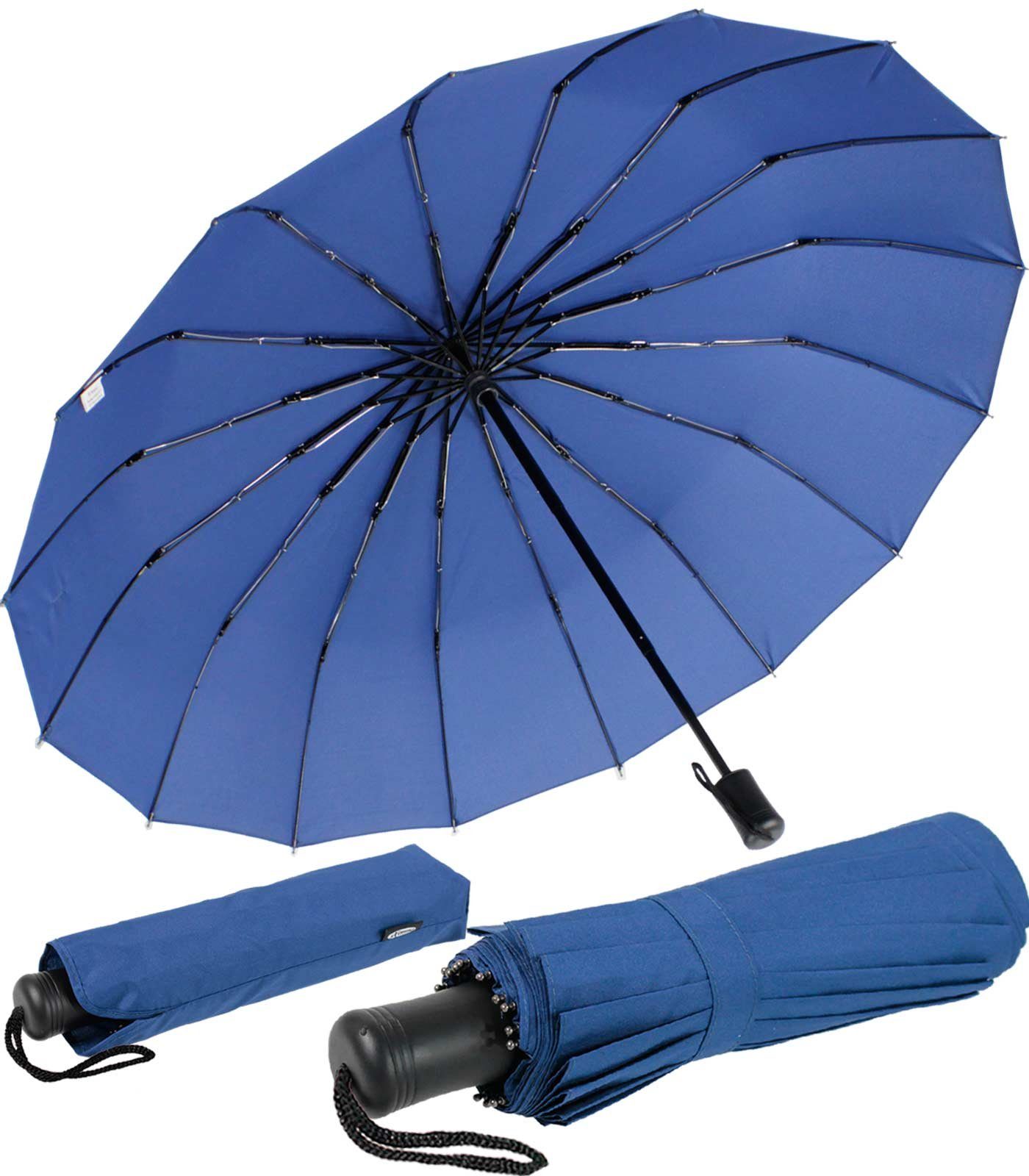 iX-brella Taschenregenschirm Mini mit 16 Streben extra stabil und farbenfroh, auffällig und extravagant blau