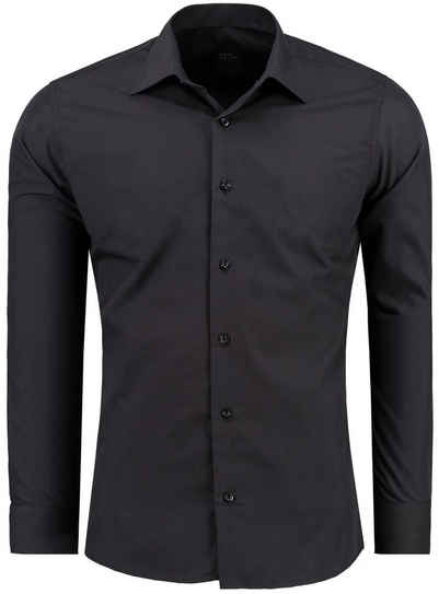 J'S FASHION Businesshemd JS12105 Slim Fit Langarm Herren Hemd mit farblich abgesetzten Elementen, Langarm Kentkragen Uni