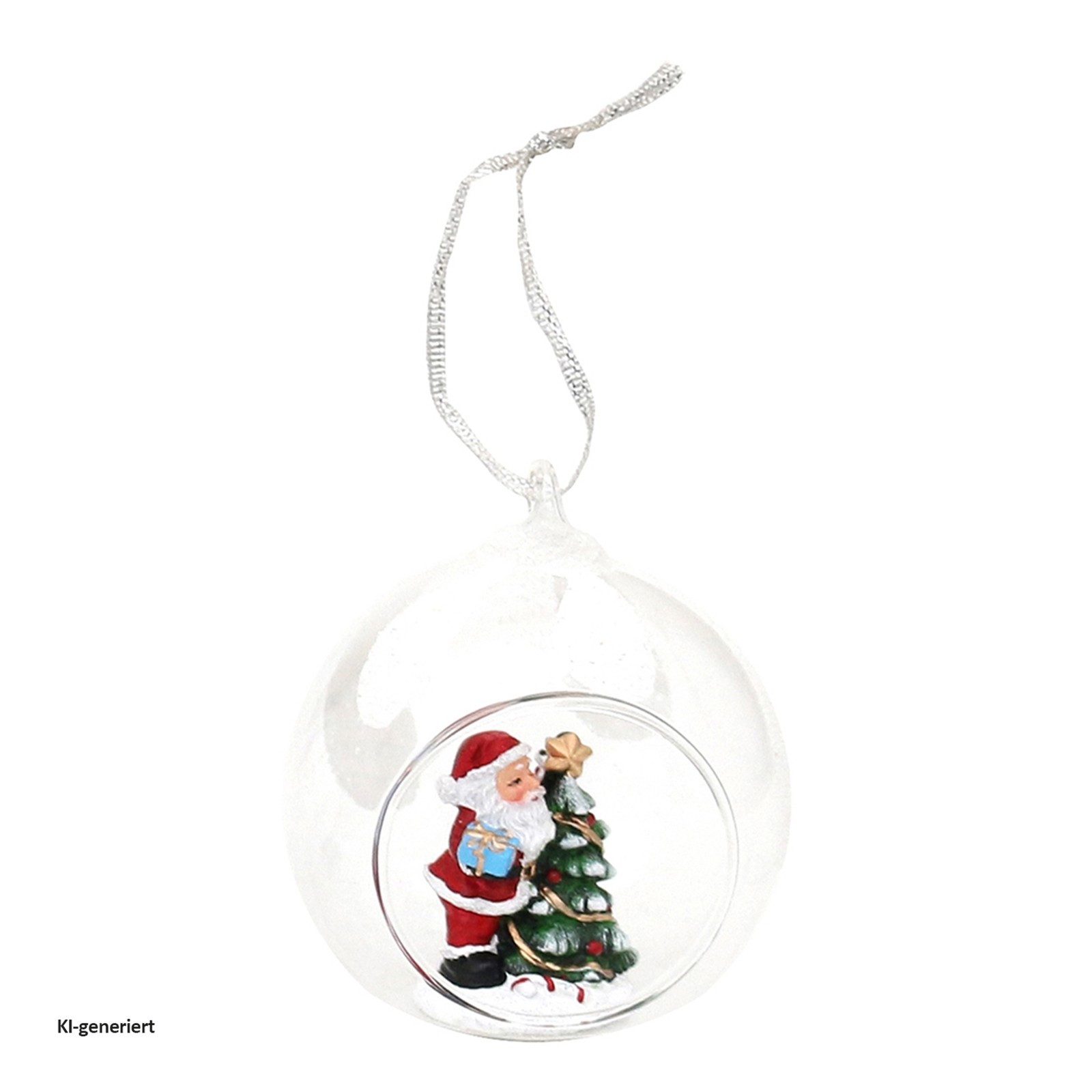 SIGRO Weihnachtsfigur Figur in Glaskugel Weihnachtsmann mit Baum (Stück, 1 St., 1 Glaskugel), Hängedekoration Geschenkidee