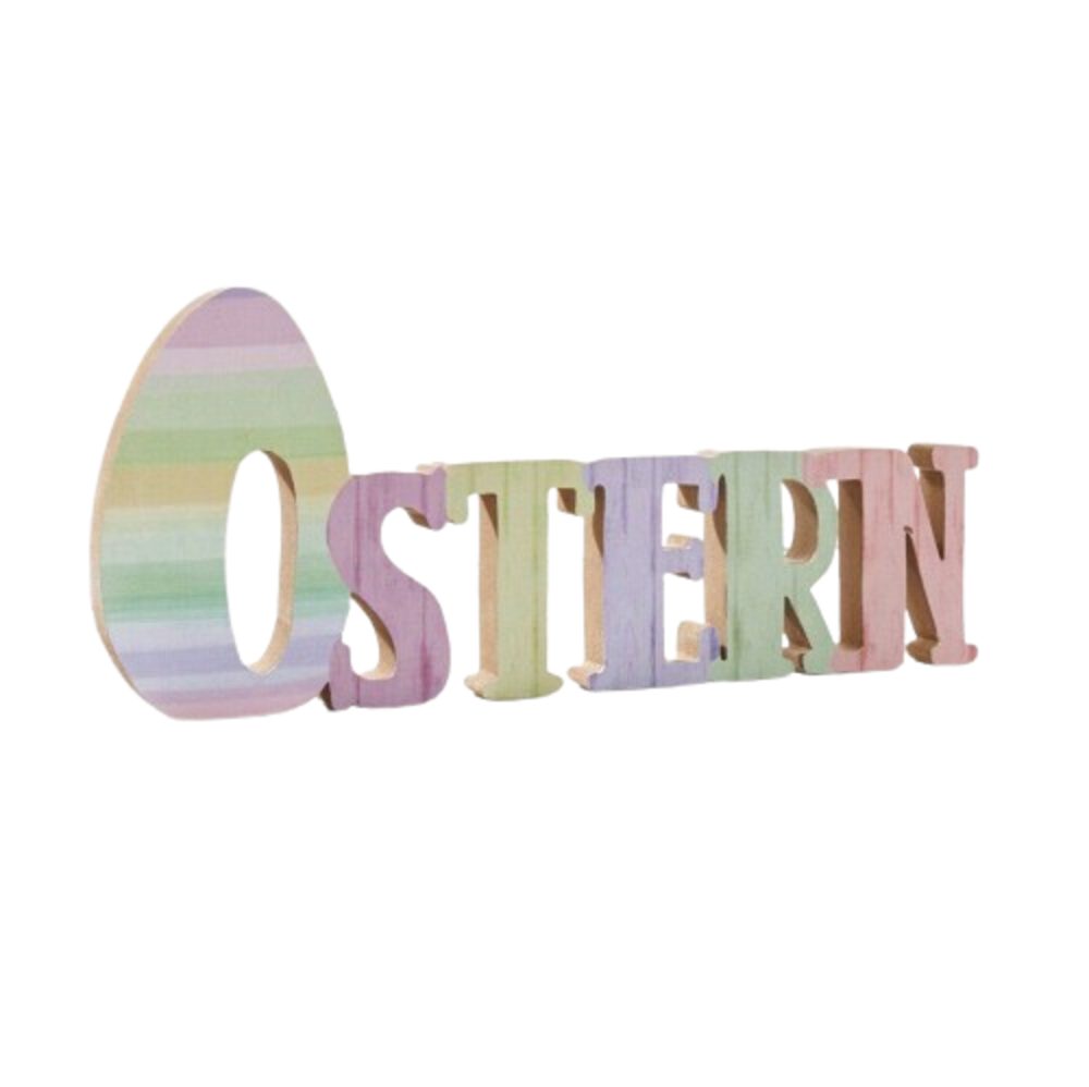 Home-trends24.de Osterfigur Schriftzug Osterdeko Ostern Pastell Deko Objekt Bunt