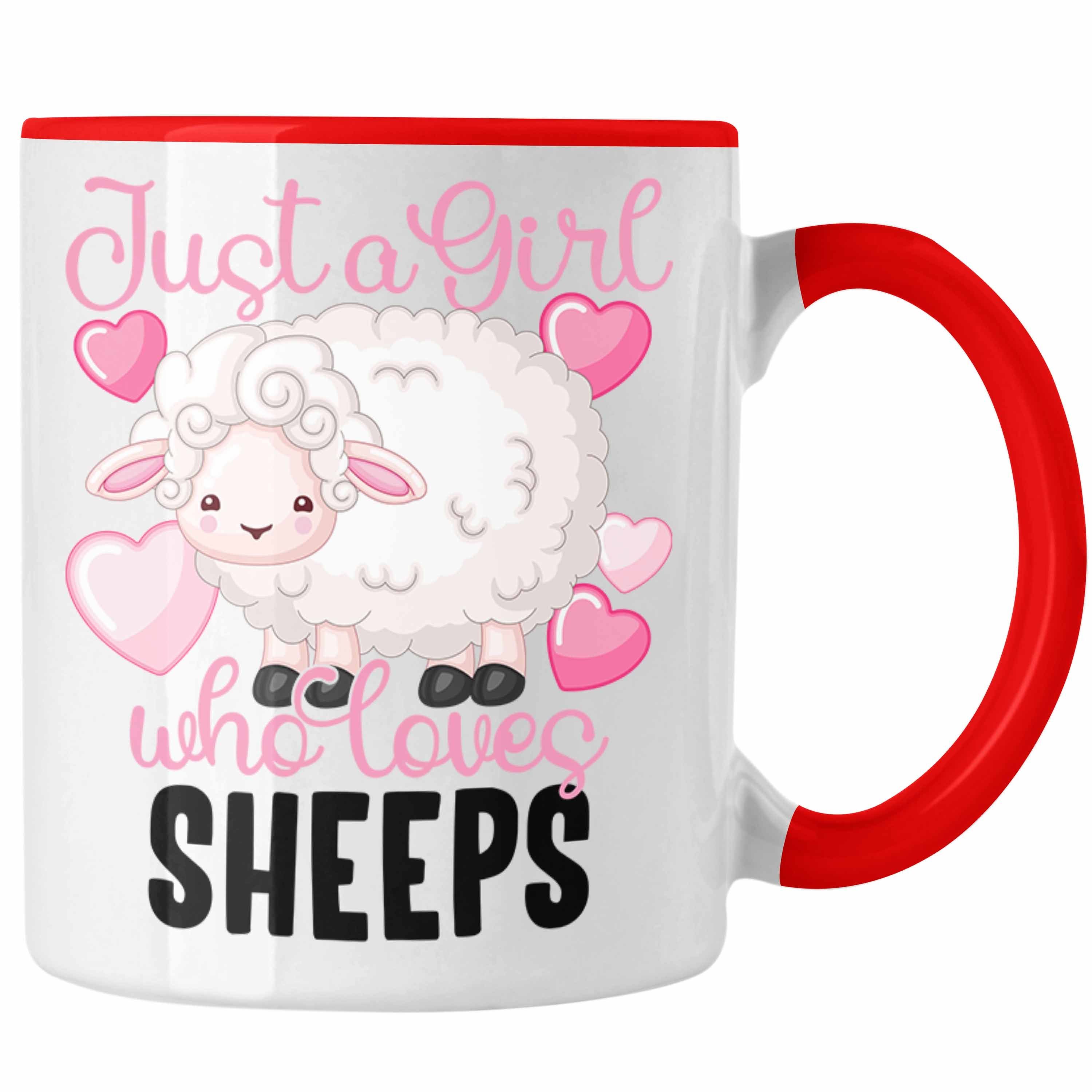 Trendation Tasse Lustige Schaf-Tasse Geschenk für Frauen Mädchen Schafhirtin Rot
