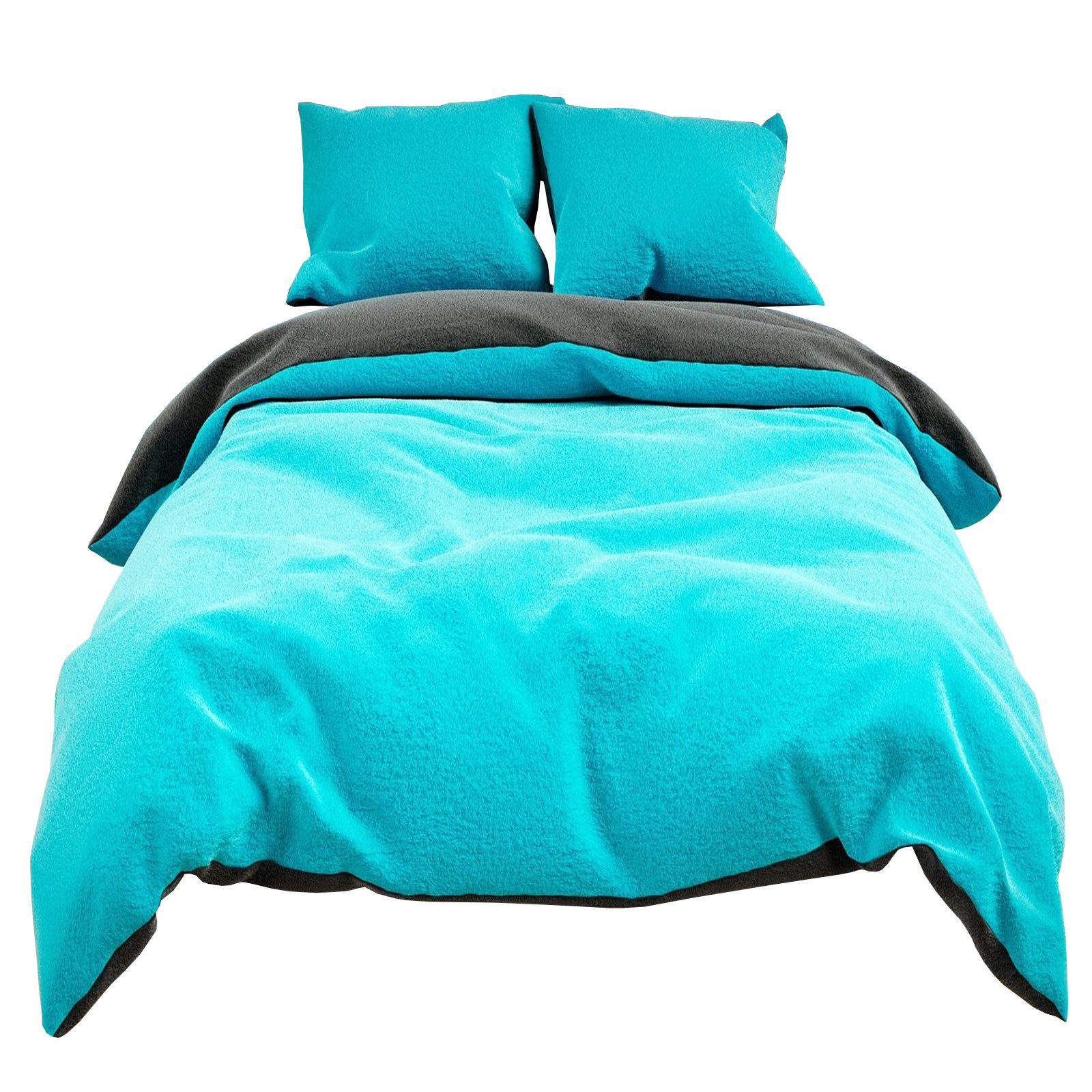 Visaggio Bettwäsche Winter Teddy Plüsch, Fleece, 2 teilig, Flauschig warmes Cashmere Touch, Einfarbig Wende