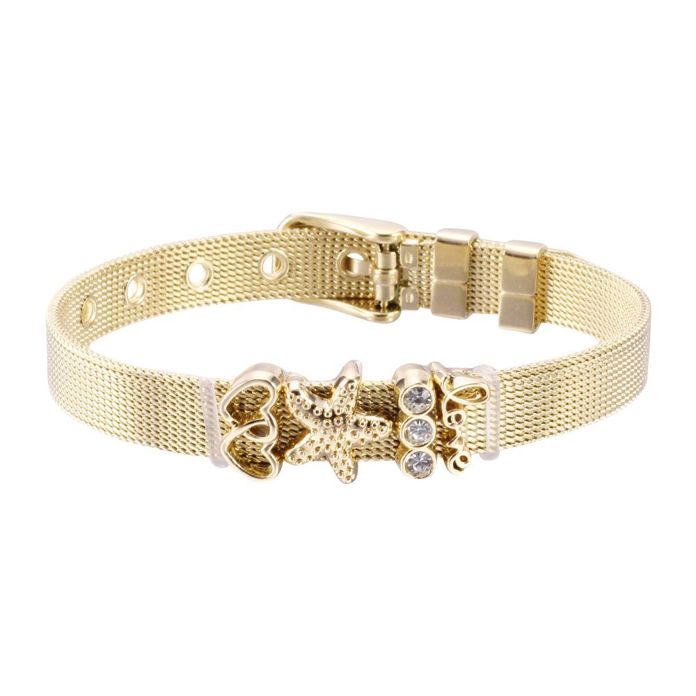 Heideman Armband Milanaise gold (Armband, Geschenkverpackung), "Stern" Charms mit verschiedenen inkl. "Herzchen" und