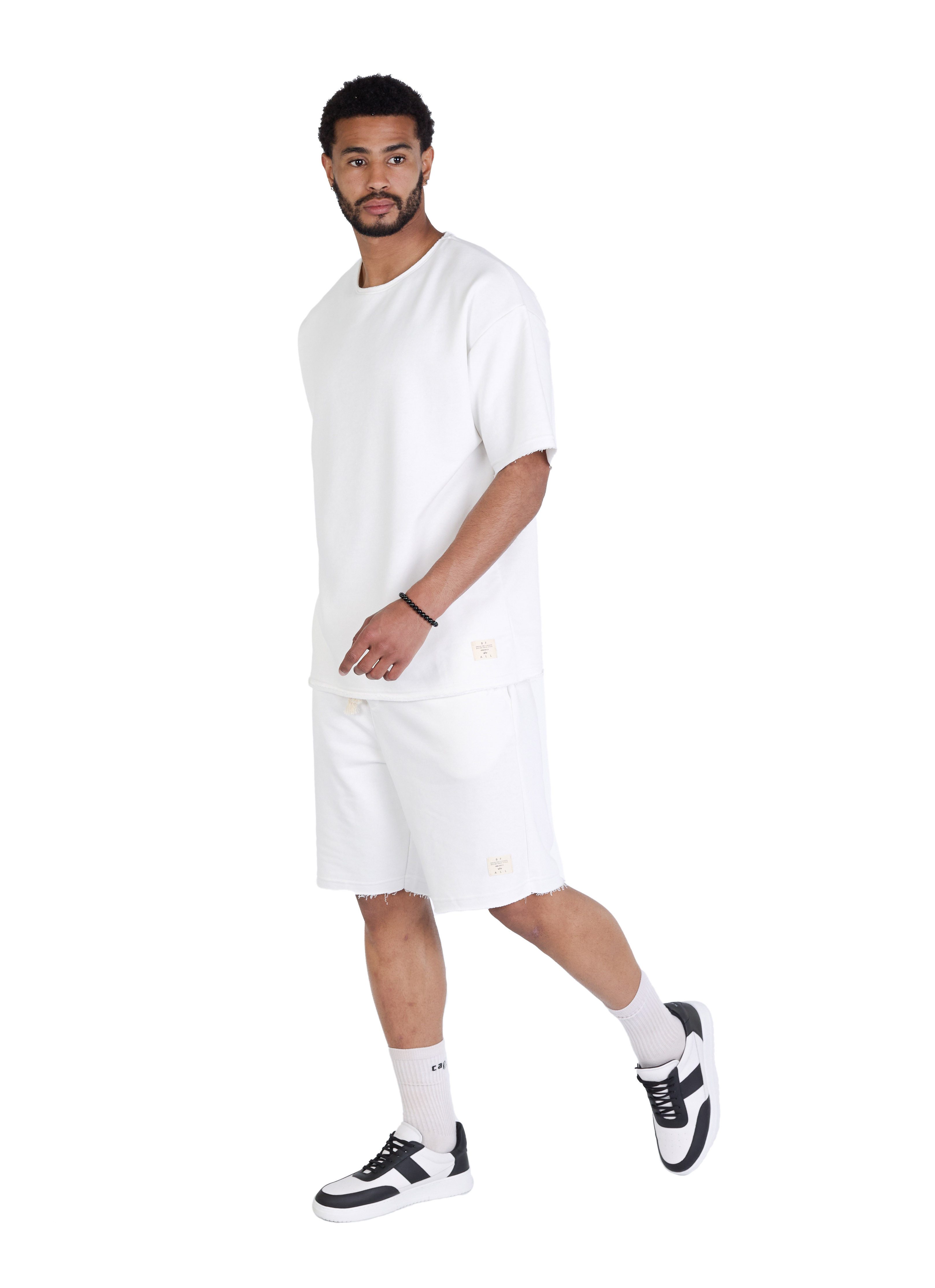 Denim Distriqt Trainingsanzug 2 Teiler Freizeitanzug Shorts mit T-Shirt Wei günstig online kaufen