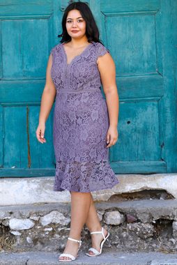 Modabout Abendkleid Damen Midikleid Sommerkleid für große Größen - NELB0588D5088LİL (1-tlg)