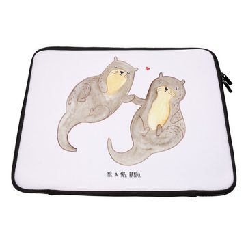 Mr. & Mrs. Panda Laptop-Hülle 20 x 28 cm Otter Hände halten - Weiß - Geschenk, Laptop, Fischotter, Stylish & Praktisch