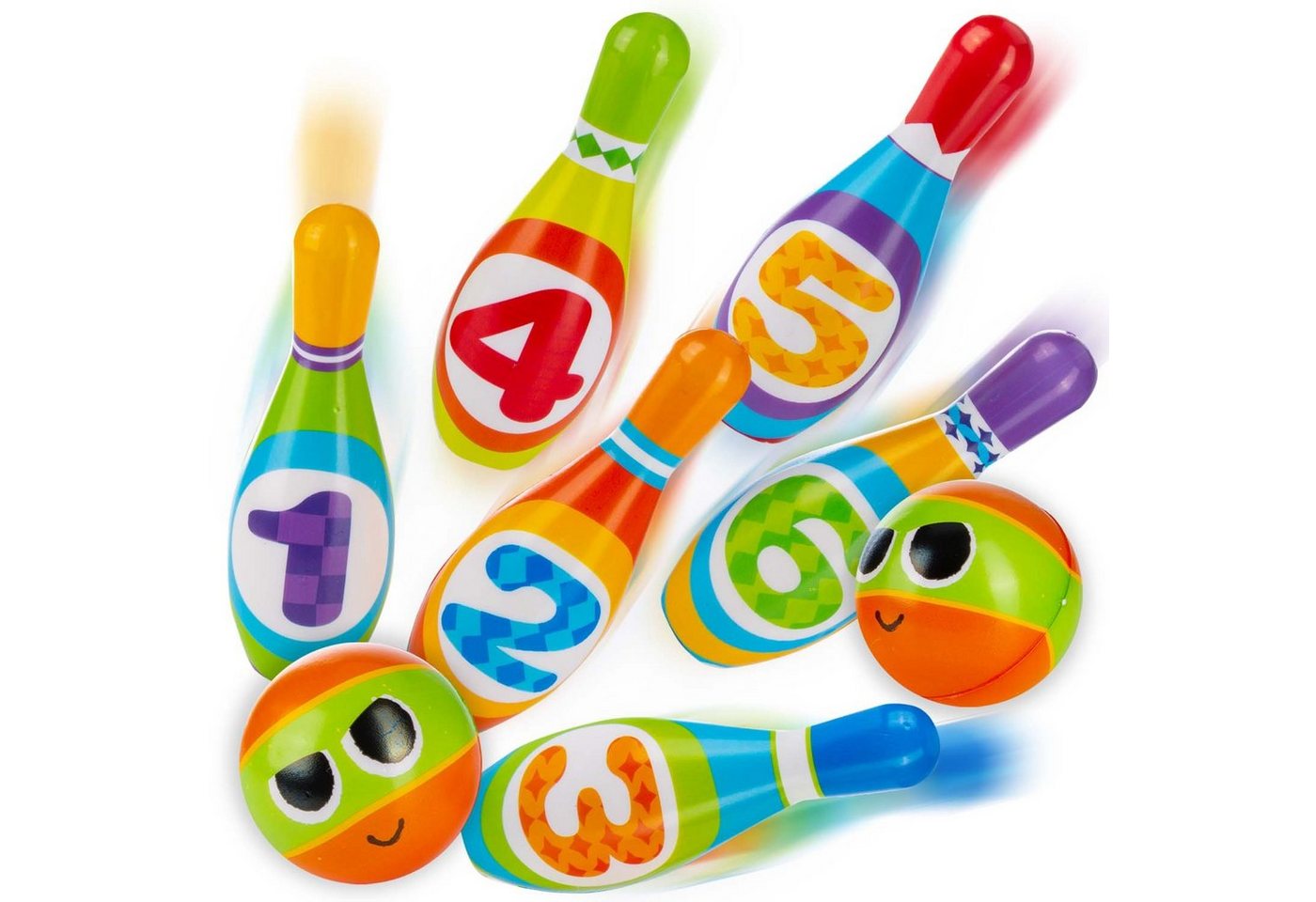 Thumbnail - all Kids United Outdoor-Spielzeug Bowling Set für Kinder, PU-Schaumstoff, XXL Kegel-Spiel (6-tlg) + 2 Bälle