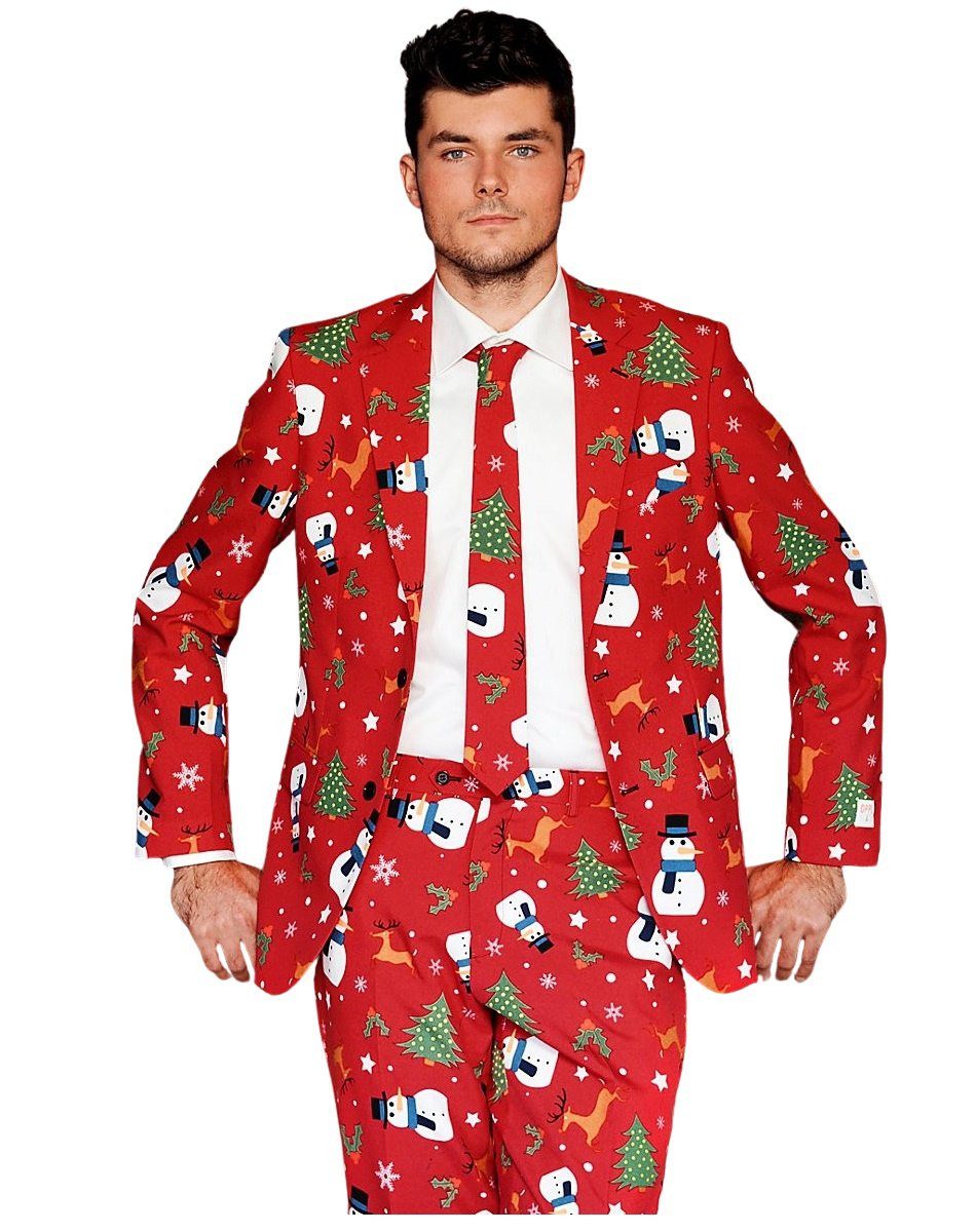 Opposuits Partyanzug Christmaster Anzug - für Weihnachten Karneval, Ausgefallene Anzüge für coole Männer