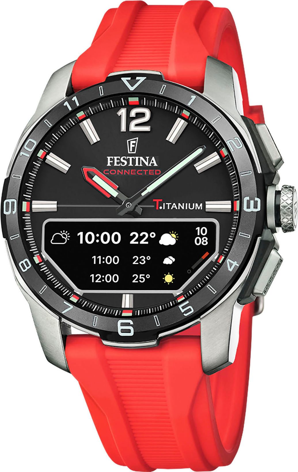Festina Connected D Smartwatch, Quarzuhr, Armbanduhr, Herrenuhr, Schrittzähler, Weltzeit, Stoppfunkt.
