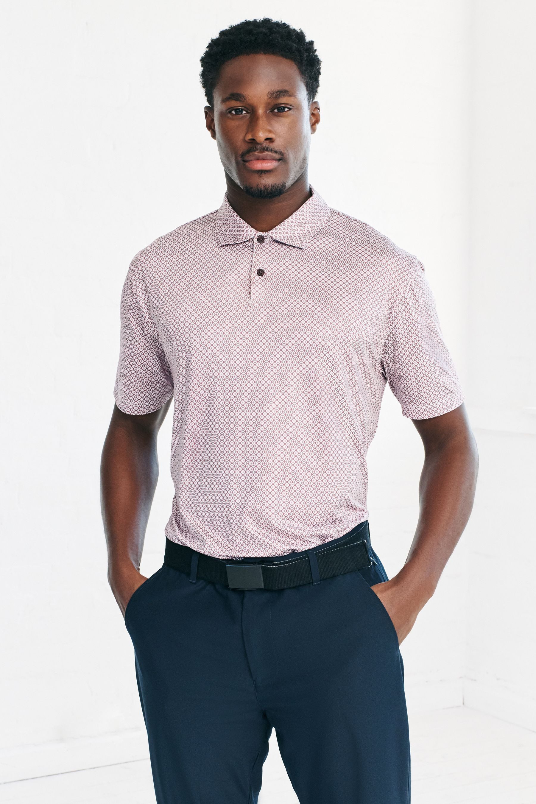 Next Poloshirt Active Golf Poloshirt mit geometrischem Print (1-tlg)