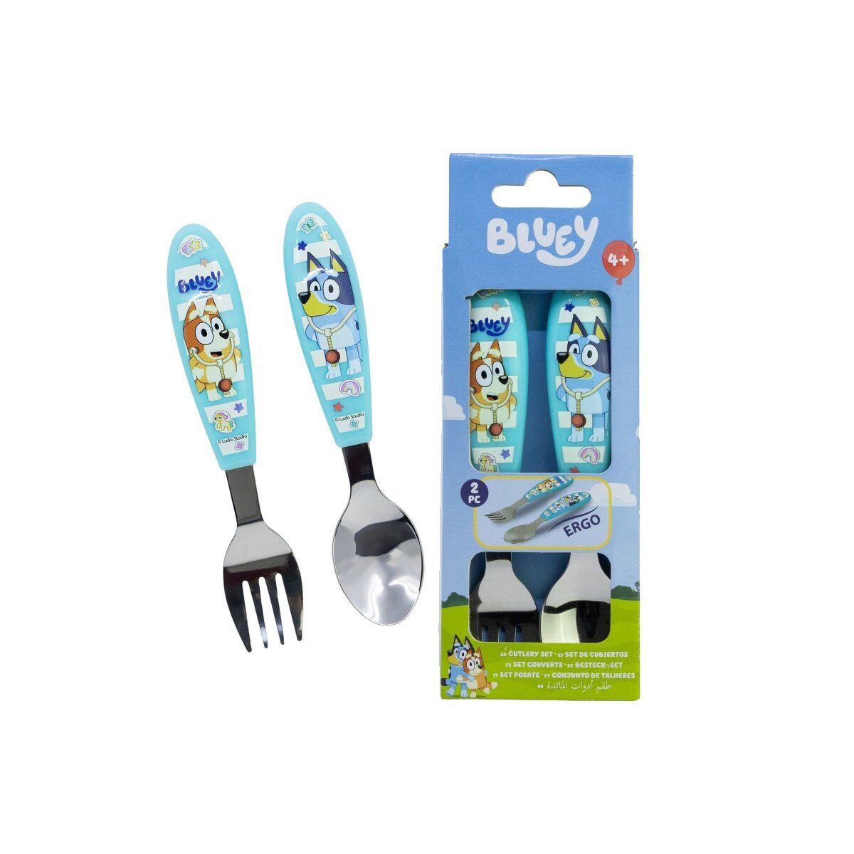 Bluey Kinderbesteck Bluey Yummy Metall-Ergo-Besteckset, 2-tlg. (2-tlg), Edelstahl