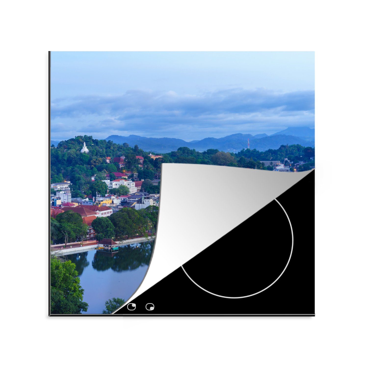 Vinyl, Sri MuchoWow Lanka, cm, (1 tlg), Arbeitsplatte küche Herdblende-/Abdeckplatte Ceranfeldabdeckung, Sonnenaufgang in für 78x78