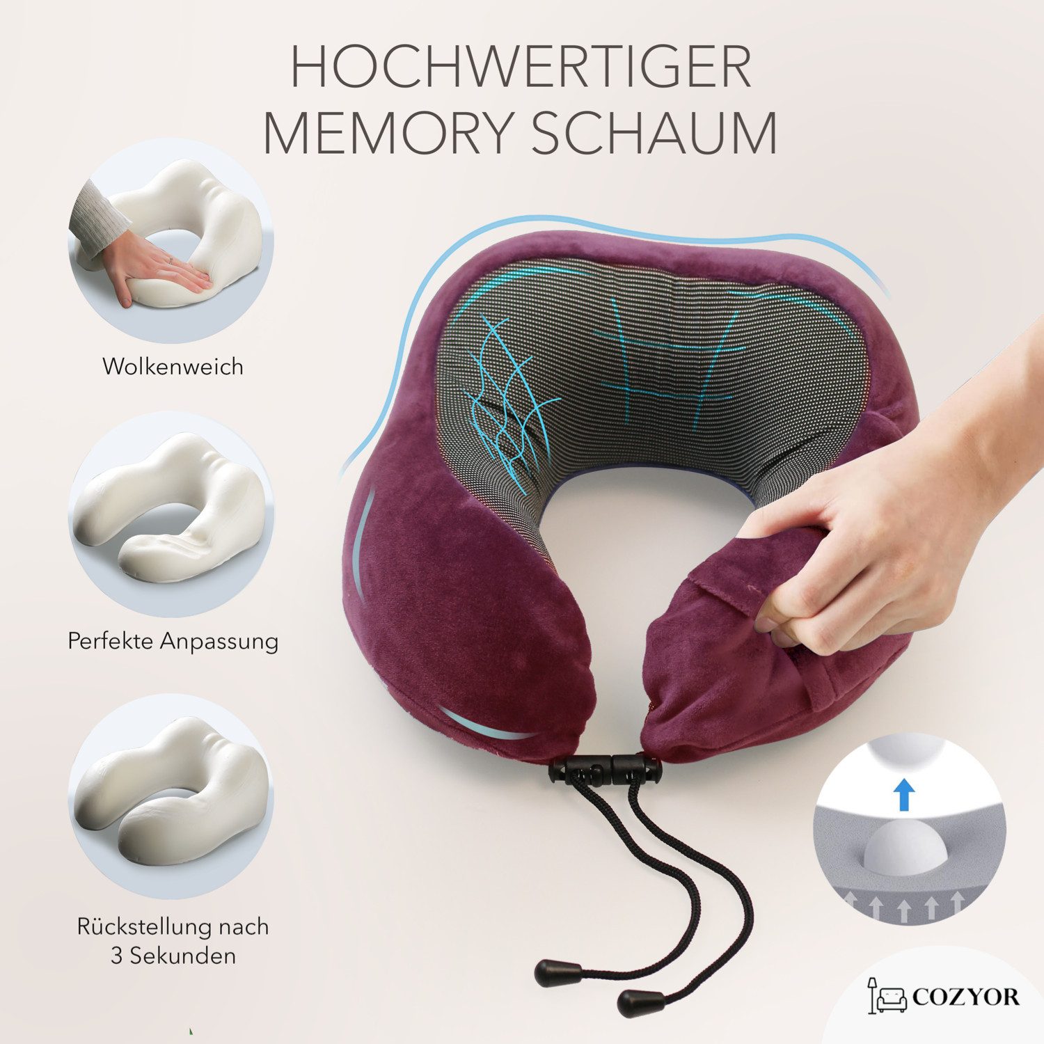 Cozyor Nackenstützkissen Memory Nackenkissen mit verstellbarem Verschluss + günstig online kaufen