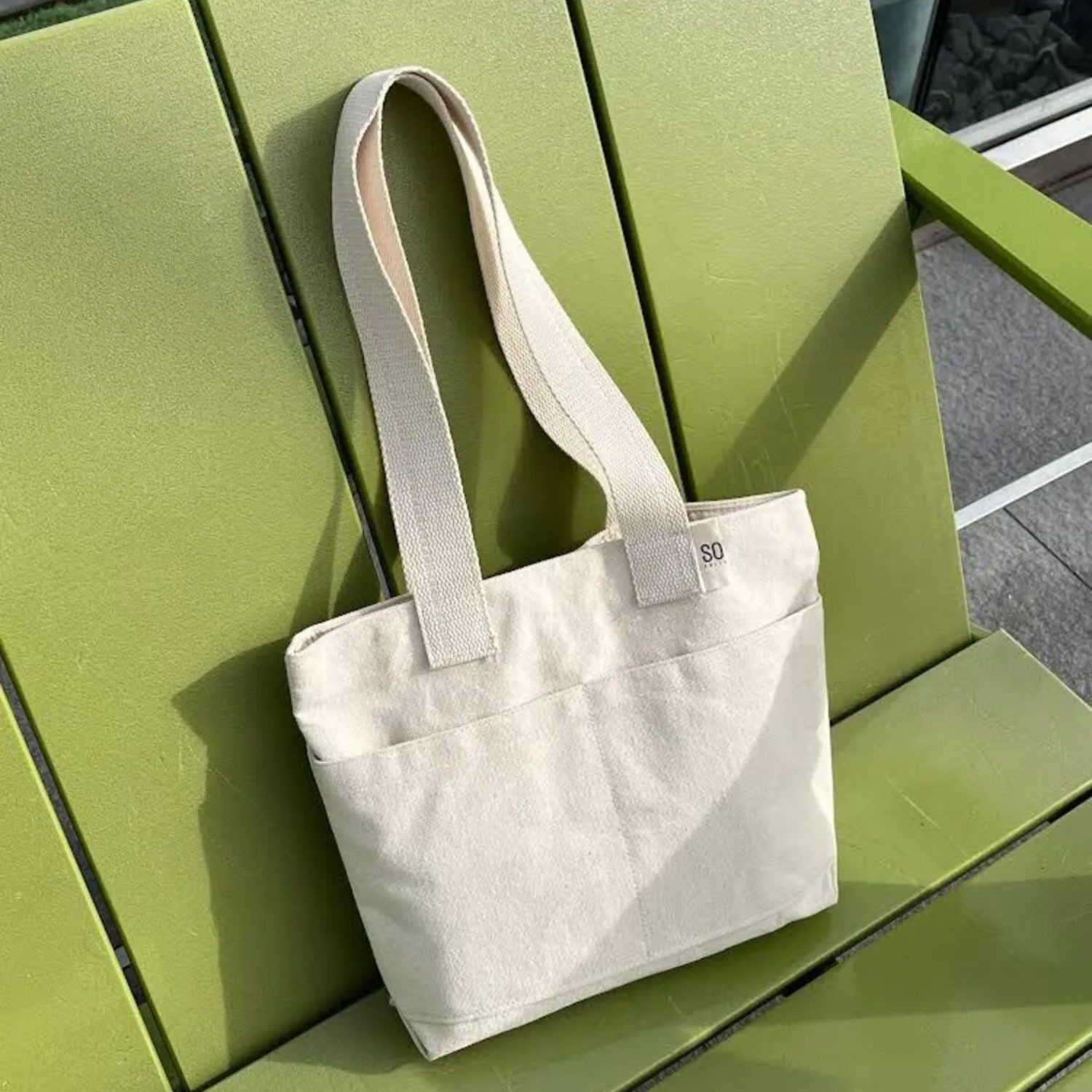 Jungengel Tragetasche Canvas Schultertasche Damen Stofftasche Umhängetasche Alltagstasche, Beige, Tote Bag, Nachhaltig, Magnetischer Verschluss