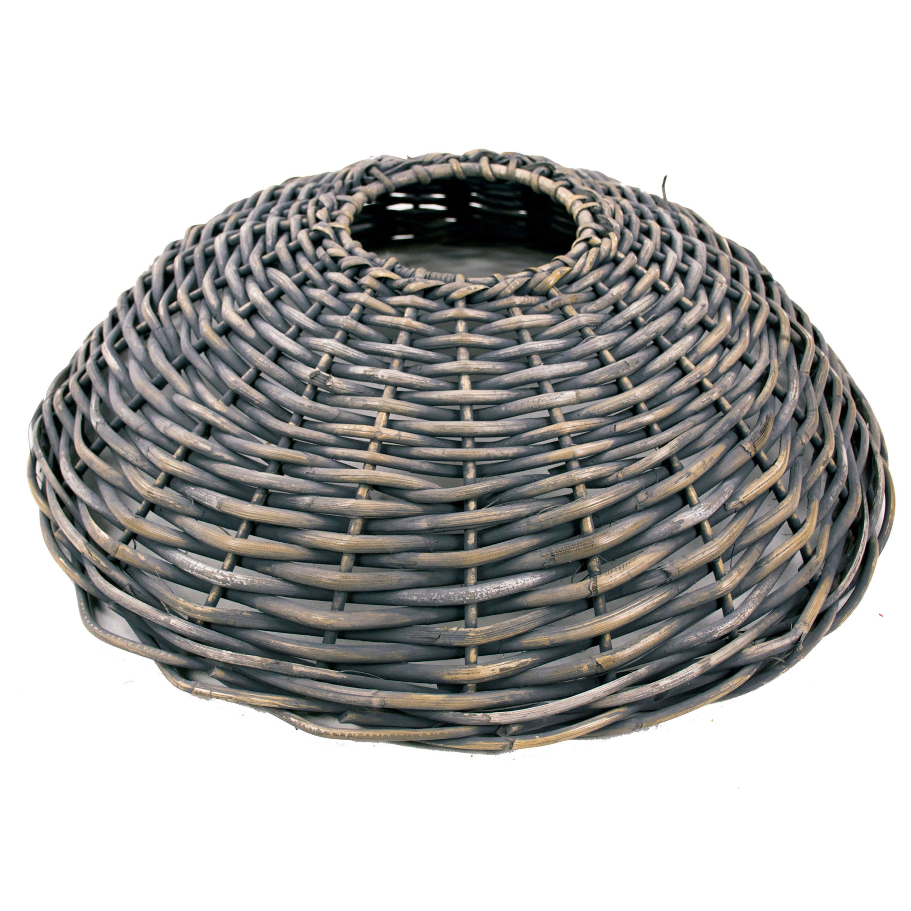 artplants Weihnachtsbaumdecke Weihnachtsbaumkorb Jericho aus Rattan, grau, 21cm, Ø87cm
