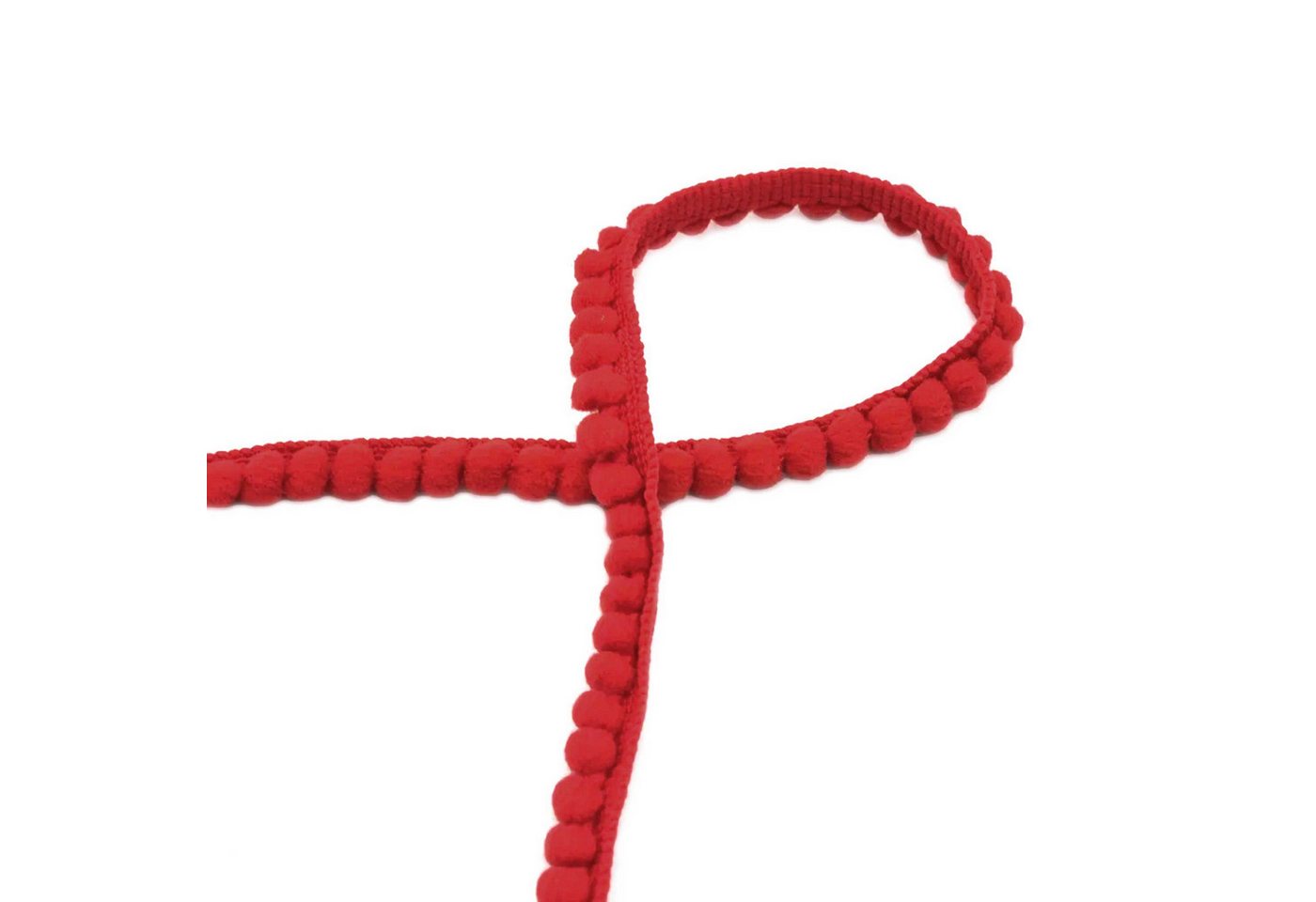 Thumbnail - maDDma Kordel Bommelborte Mini 25m x 11mm uni Bommelgröße 6mm Pomponband, rot