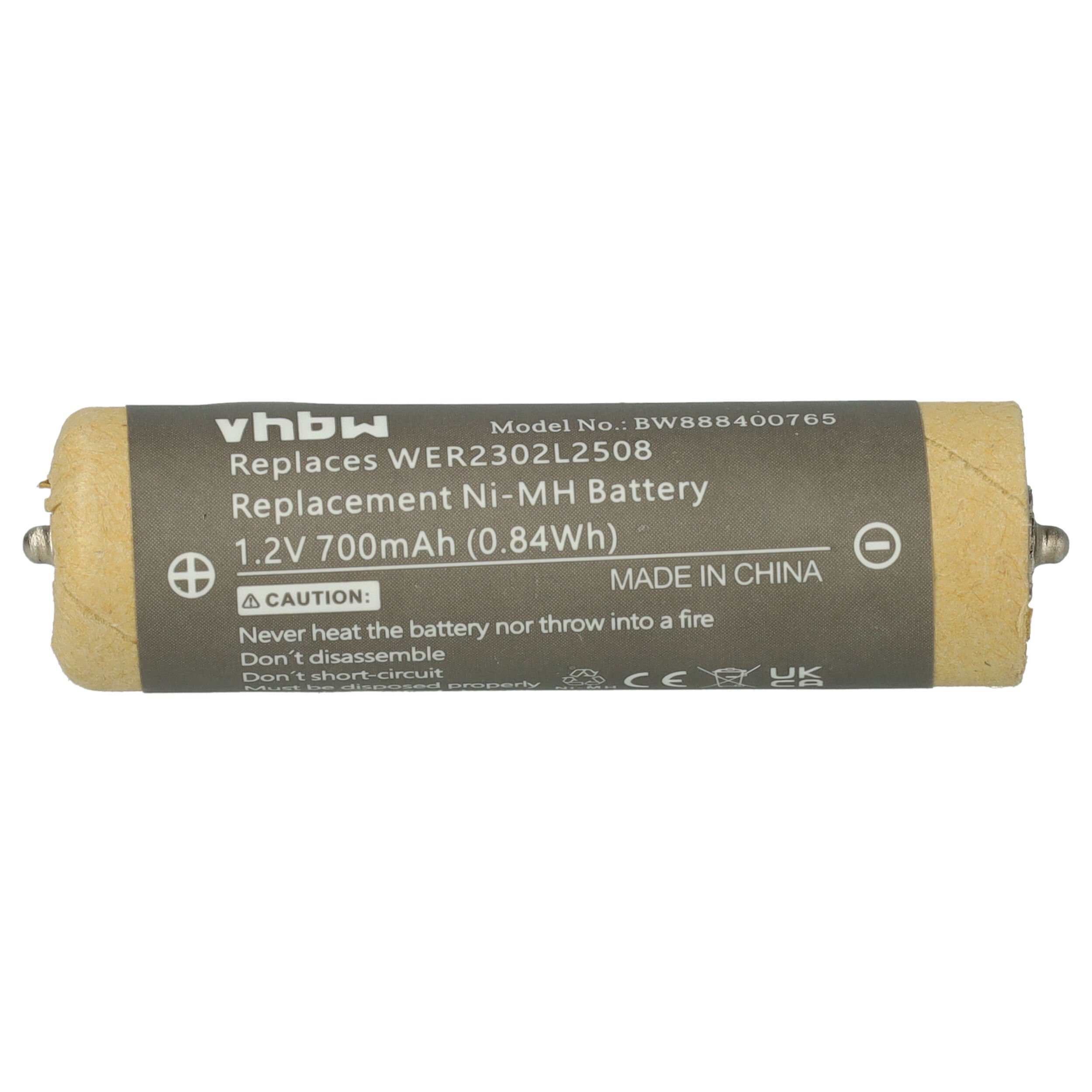 vhbw kompatibel mit Panasonic ER2301, ER230, ER2302 Akku NiMH 700 mAh (1,2 V)